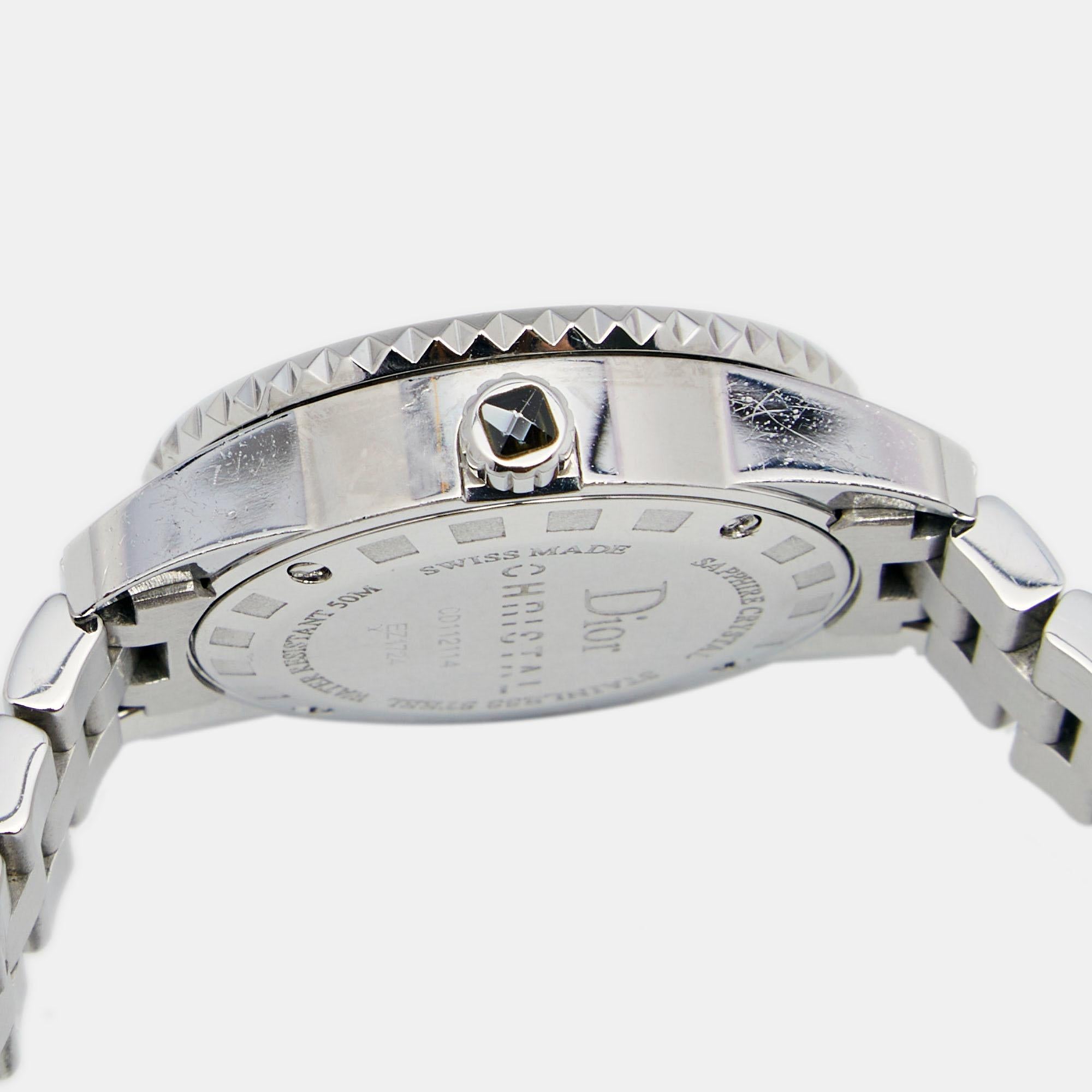 Dior Grey Stainless Steel Christal CD112114 Women's Wristwatch 28 mm 2