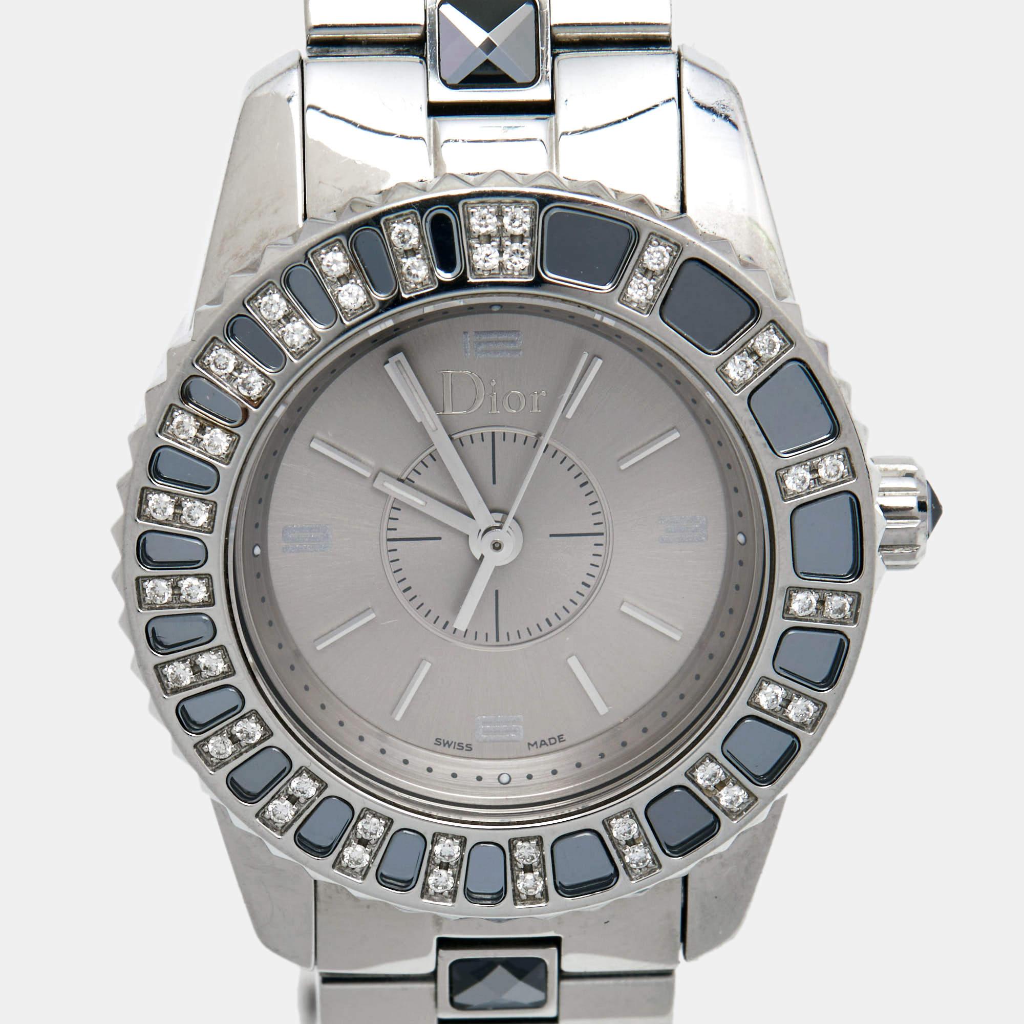Dior Grey Stainless Steel Christal CD112115M001 Women's Wristwatch 29 mm 1