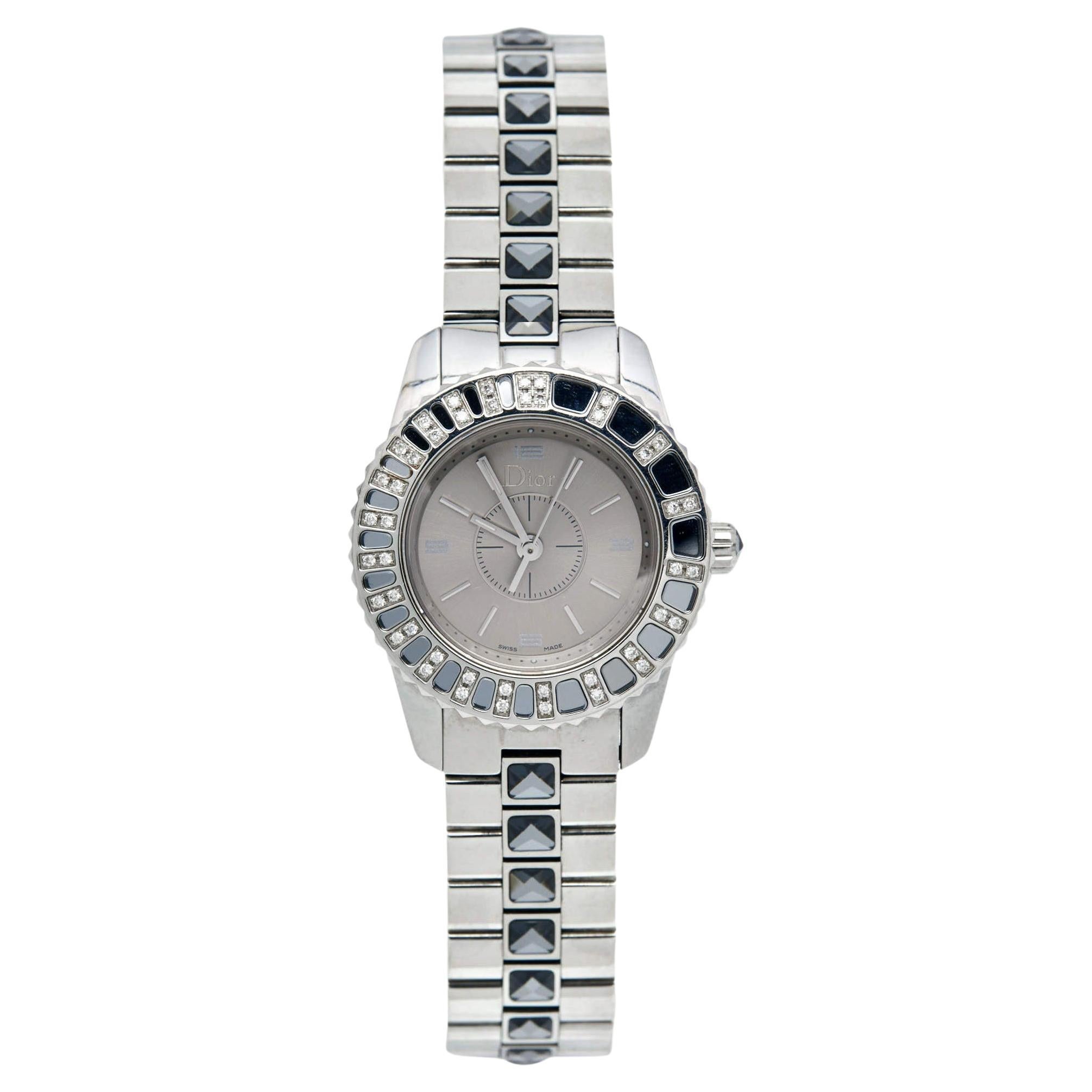 Dior Grey Stainless Steel Christal CD112115M001 Women's Wristwatch 29 mm