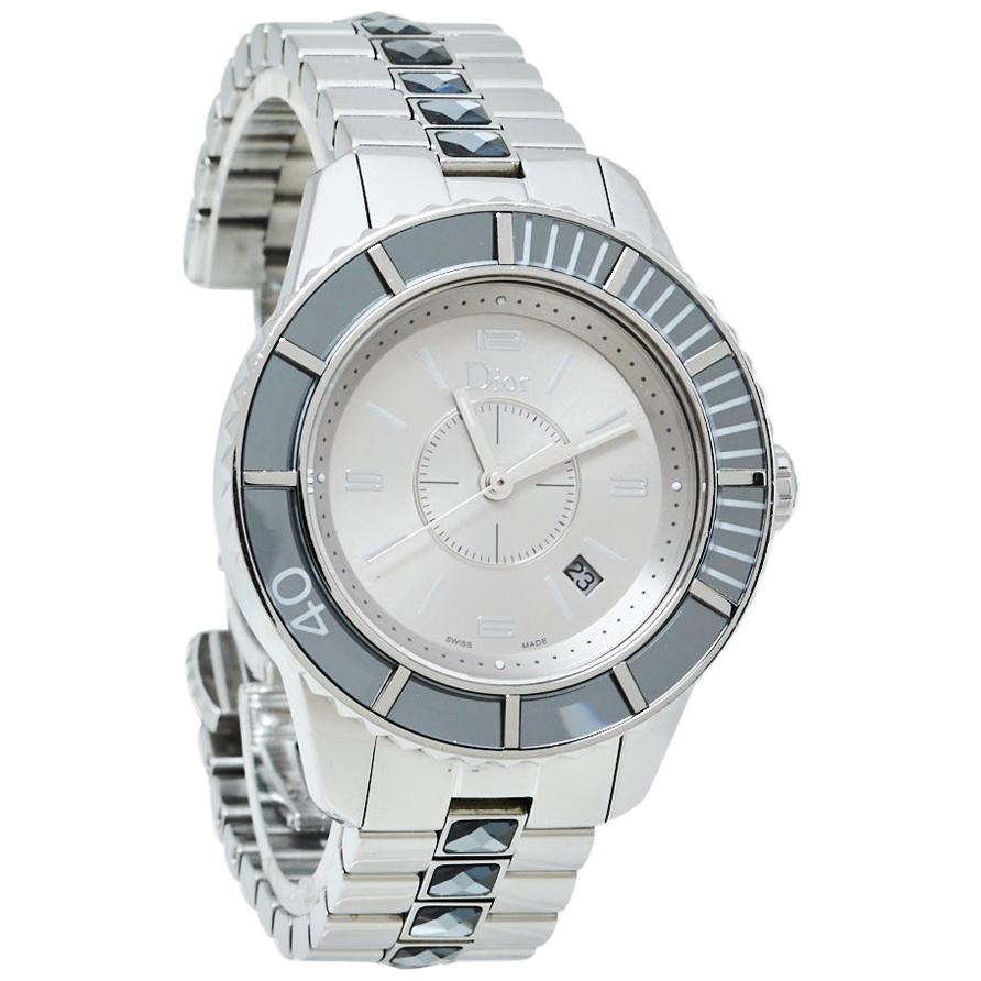 Dior Grey Stainless Steel Christal CD113116 Women's Wristwatch 33MM