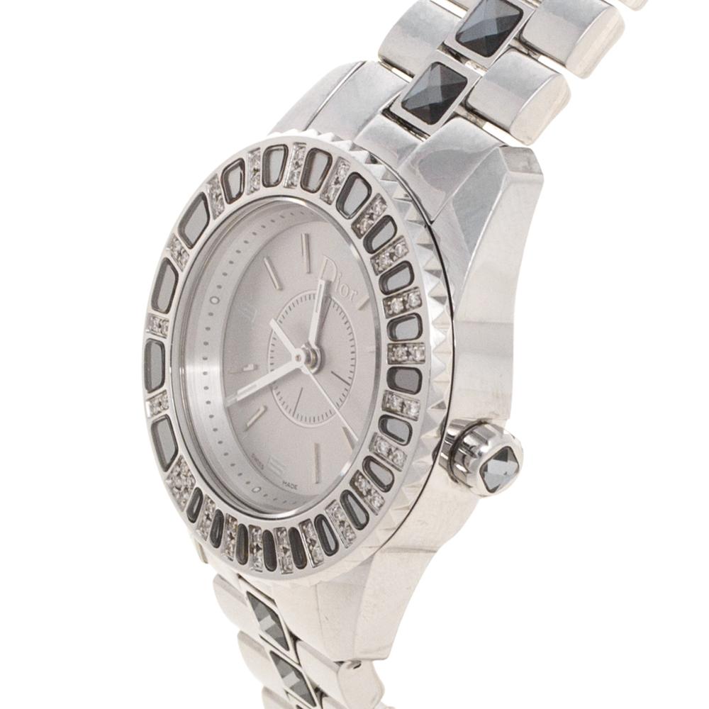 Dior Grey Stainless Steel Diamond Christal CD112115M001 Women's Wristwatch 29 mm 1