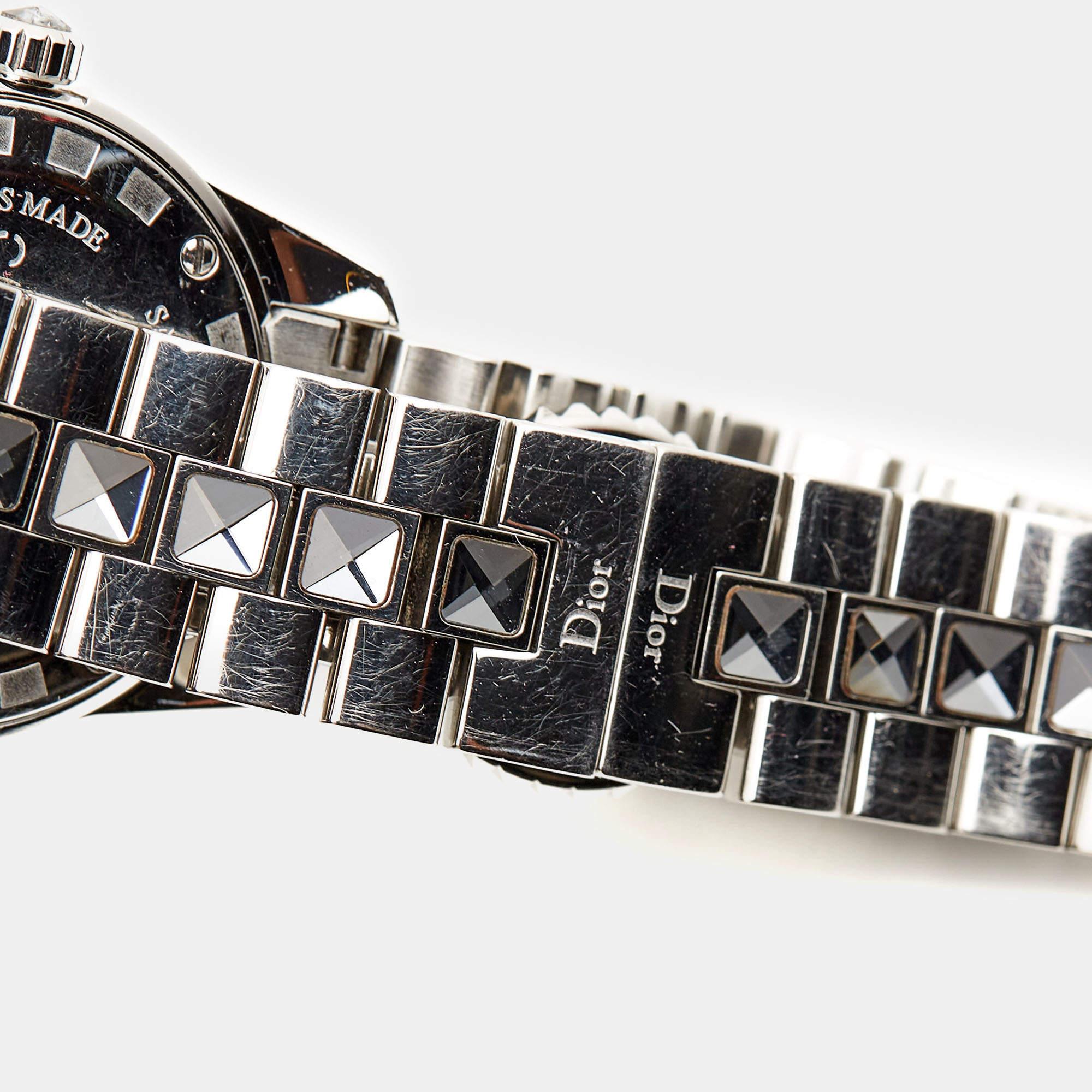 Dior Grey Stainless Steel Diamond Christal  Women's Wristwatch 28 mm For Sale 5