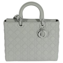 Dior Grey Stone Ultramatte Cannage Calfskin Large Lady Dior Bag