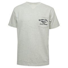 Dior Grey Striped Embroidered Wool Crew Neck T-Shirt M.