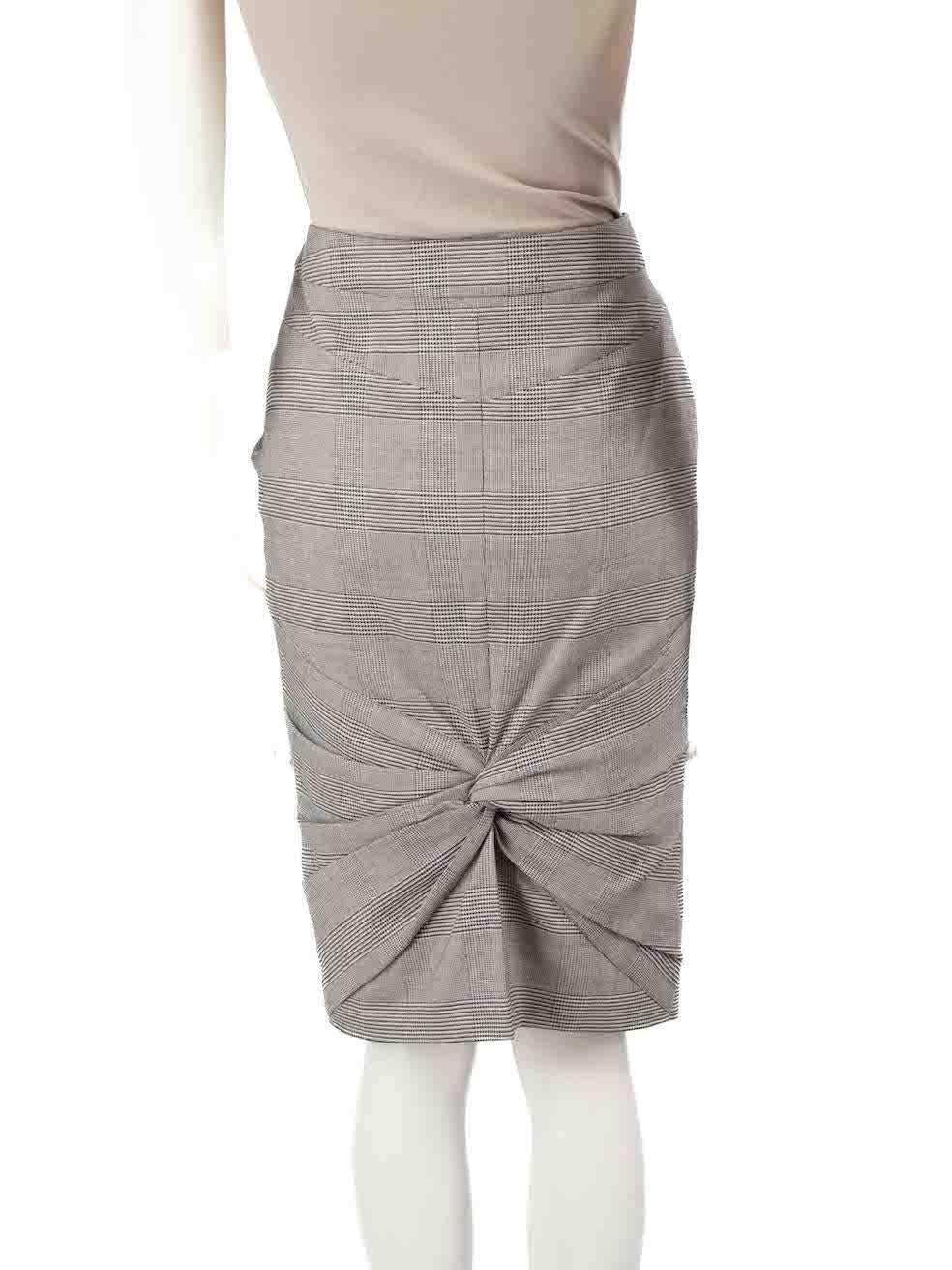Gray Dior Grey Tartan Ruched Knee Length Pencil Skirt Size L For Sale