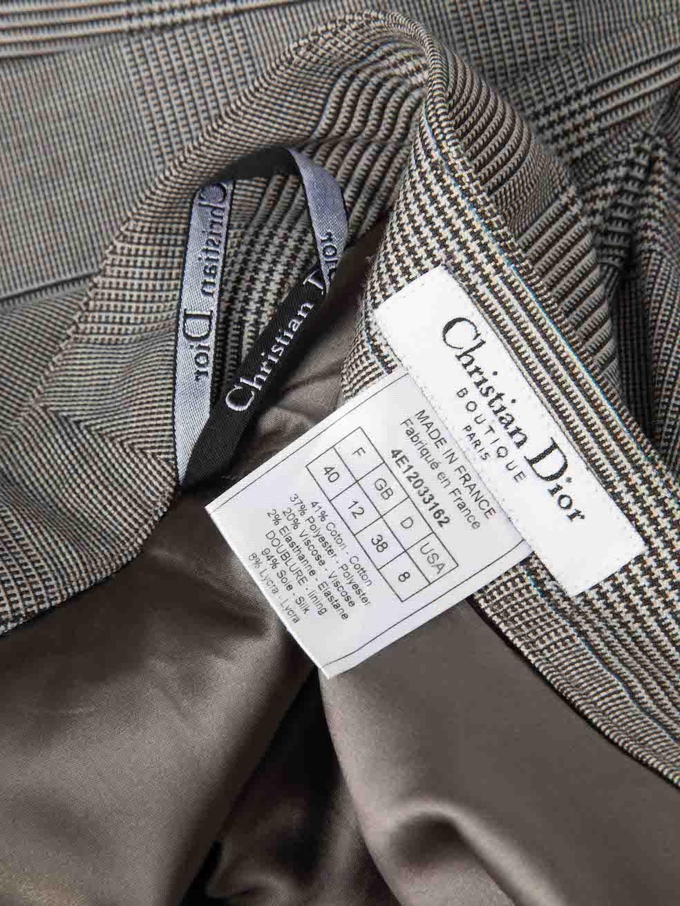 Dior Grey Tartan Ruched Knee Length Pencil Skirt Size L In Excellent Condition For Sale In London, GB