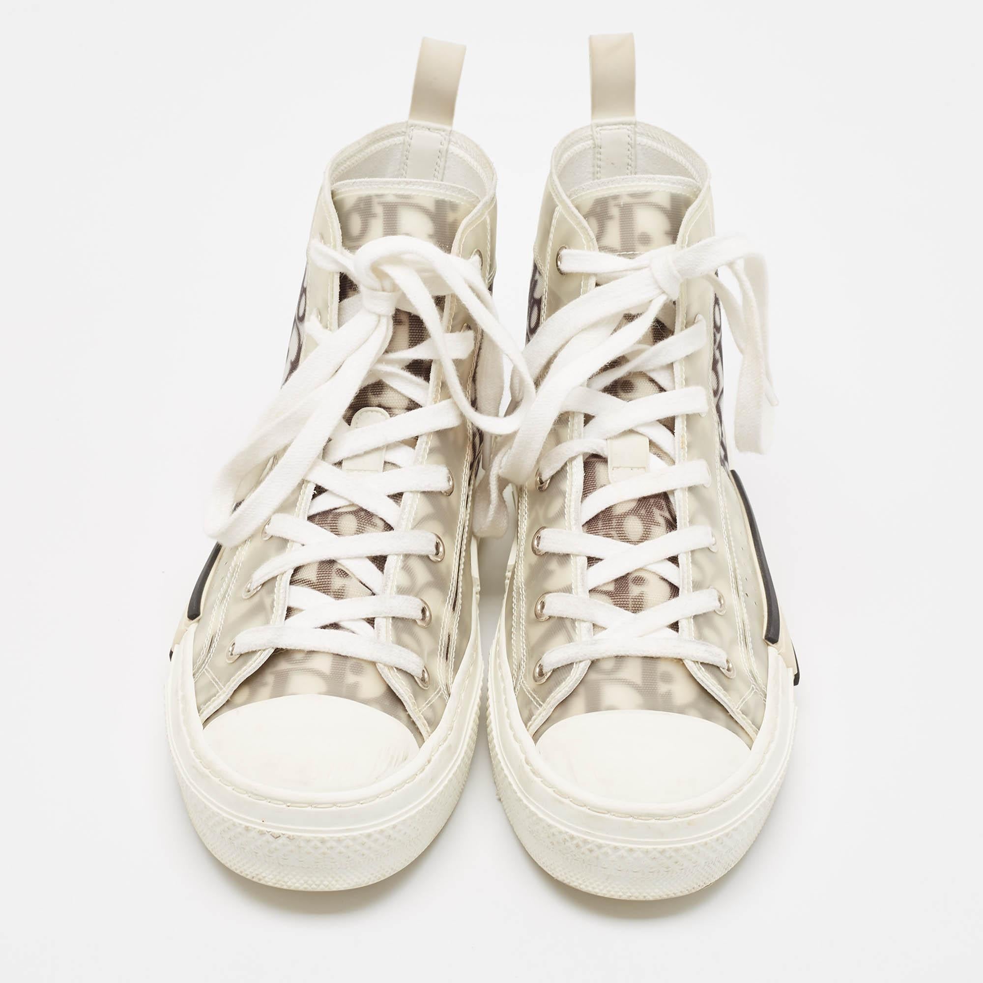 Beige Dior Grey/Transparent PVC and Mesh B23 High Top Sneakers Size 39