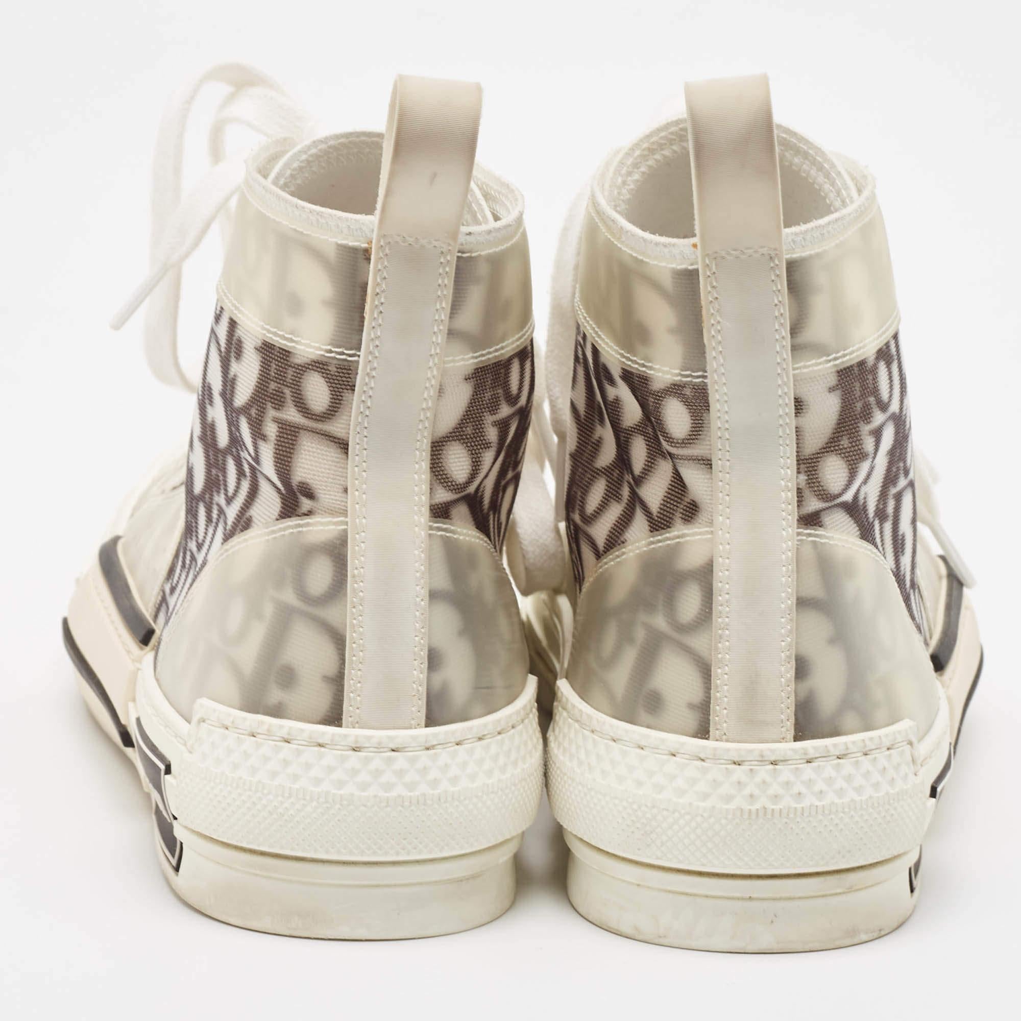 Women's Dior Grey/Transparent PVC and Mesh B23 High Top Sneakers Size 39