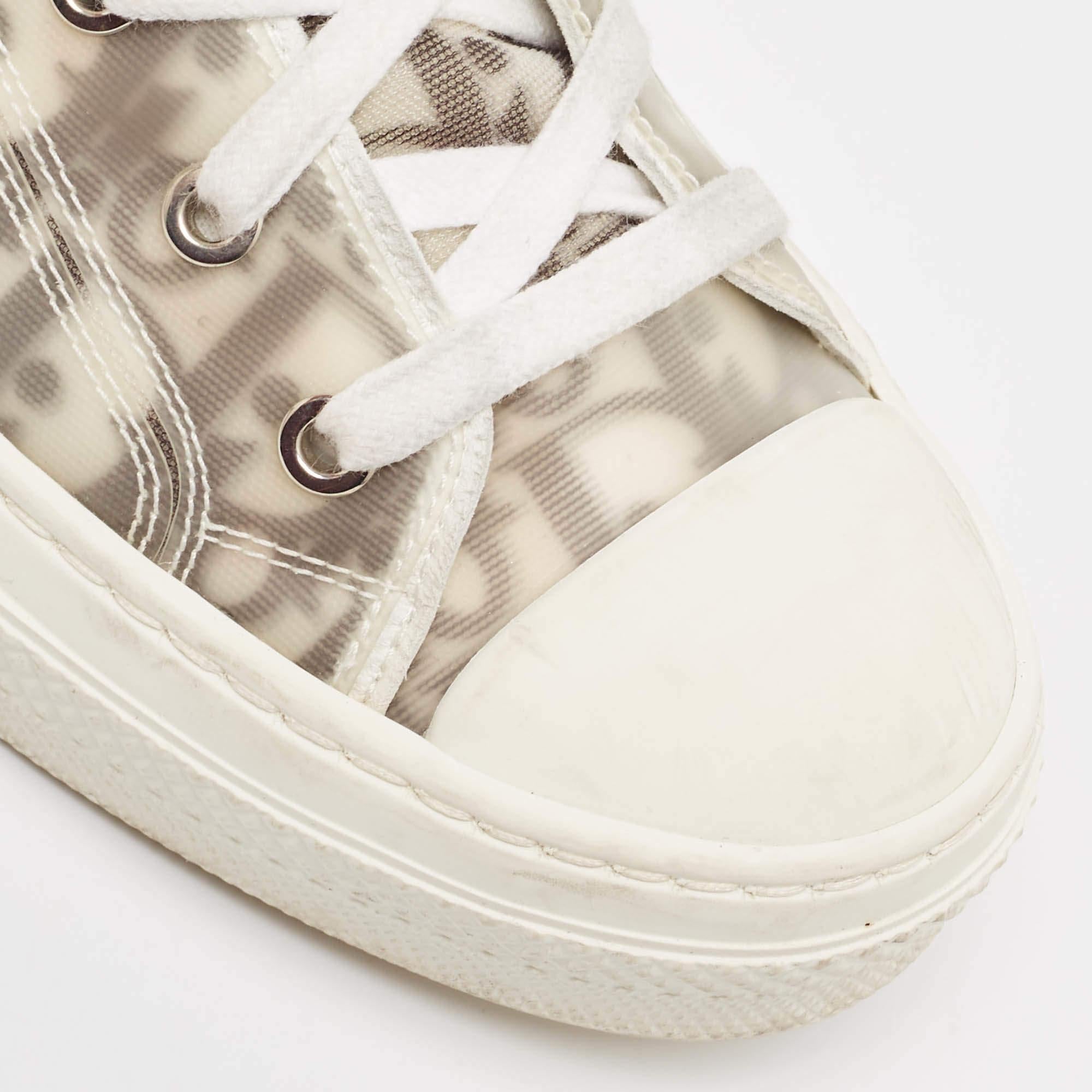 Dior Grey/Transparent PVC and Mesh B23 High Top Sneakers Size 39 2