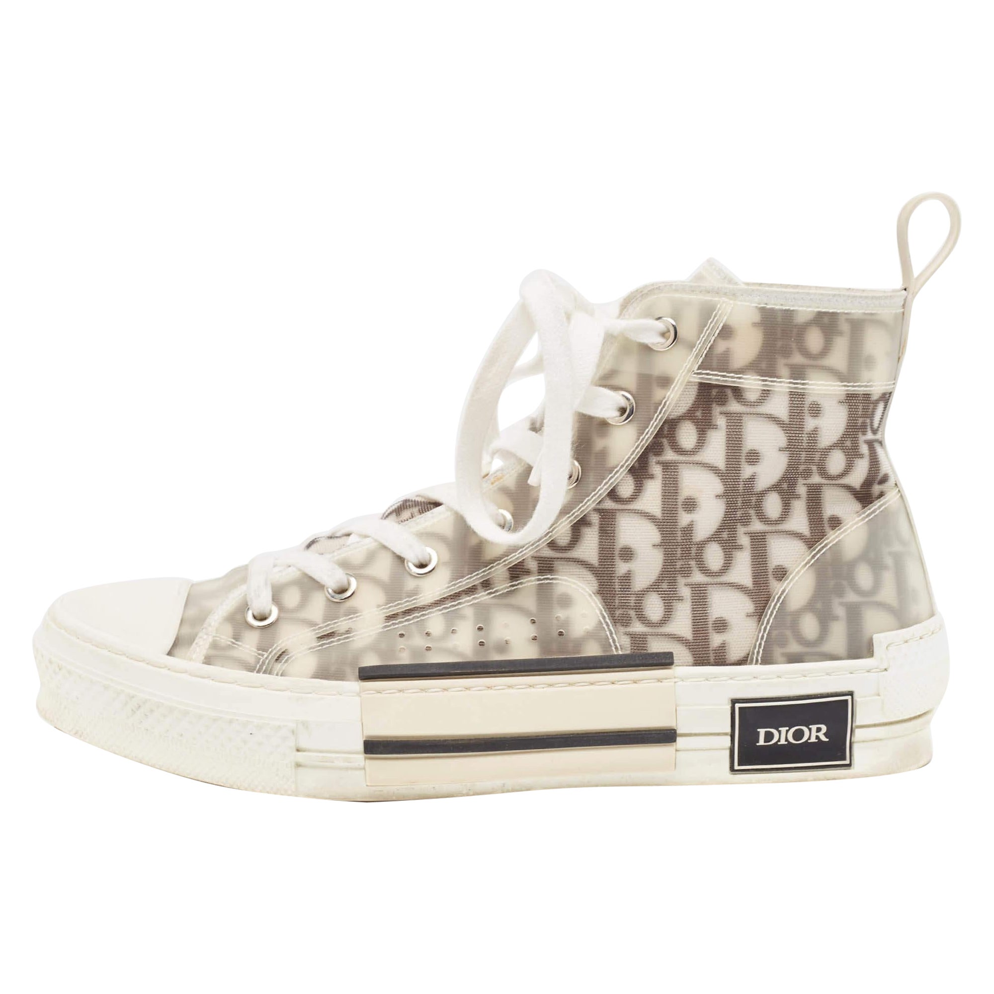 Dior Grey/Transparent PVC and Mesh B23 High Top Sneakers Size 39