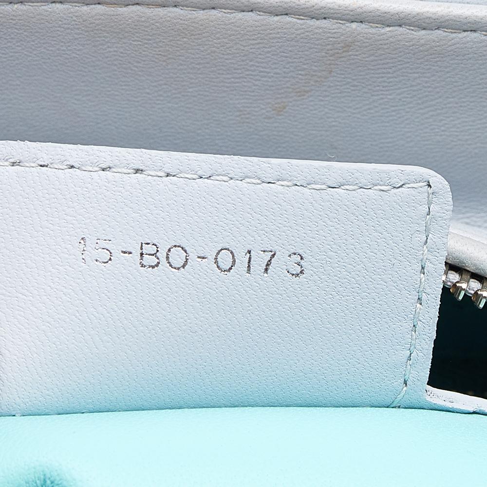 Dior Grey/Turquoise Cannage Leather Medium Lady Dior Tote 3