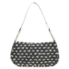 Dior Grey Tweed Limited Edition Beaded Malice Shoulder Bag