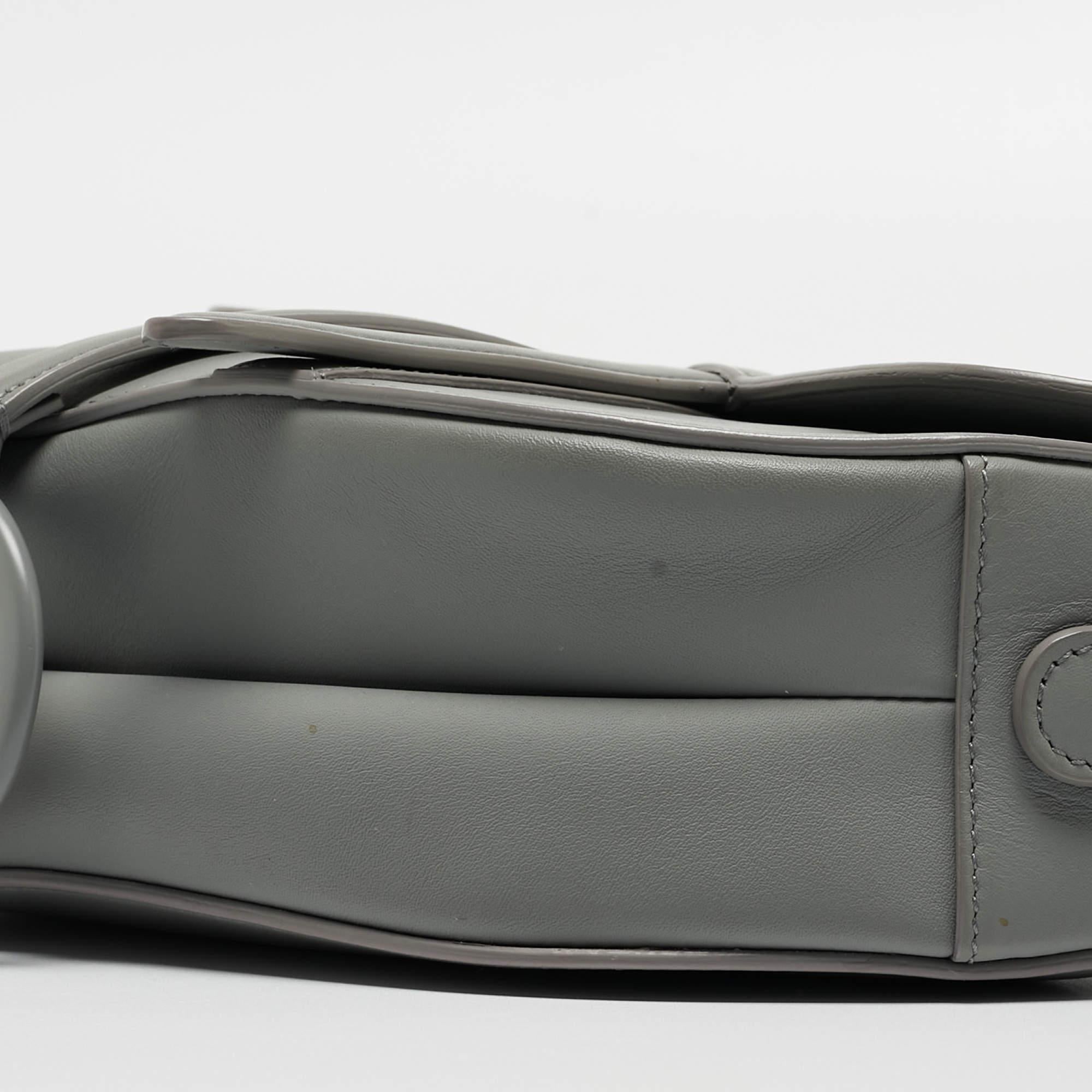 Dior Grey Ultra Matte Leather Saddle Shoulder Bag 7