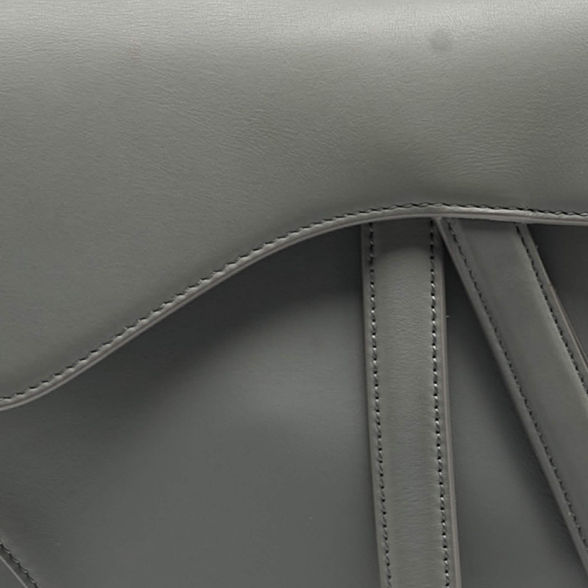 Women's Dior Grey Ultra Matte Leather Saddle Shoulder Bag