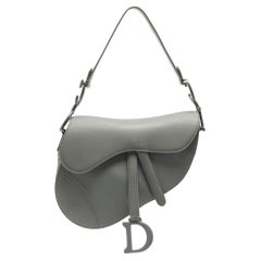 Dior Grey Ultra Matte Leather Saddle Shoulder Bag