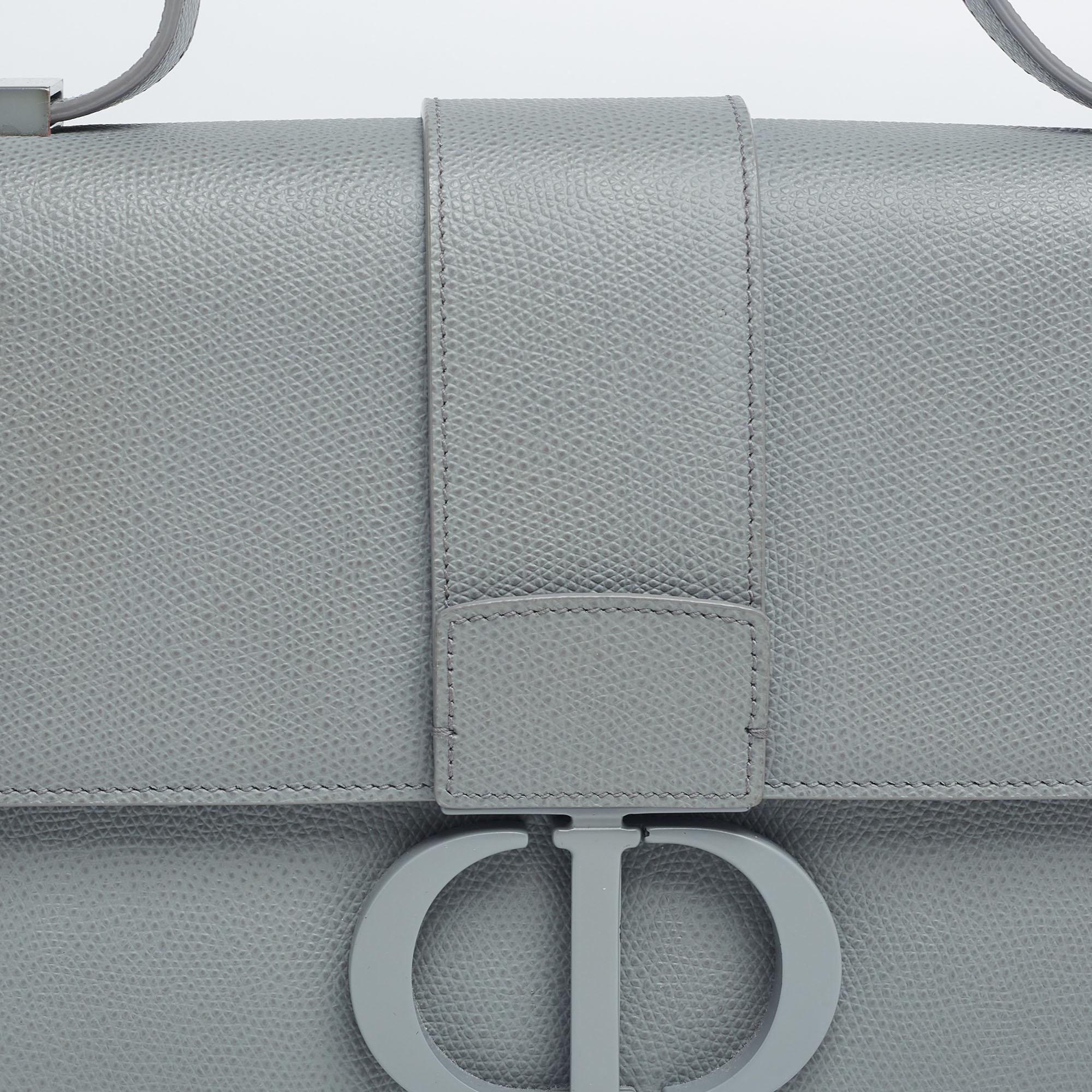 Dior Grey Ultramatte Leather Monogram 30 Montaigne Shoulder Bag 5