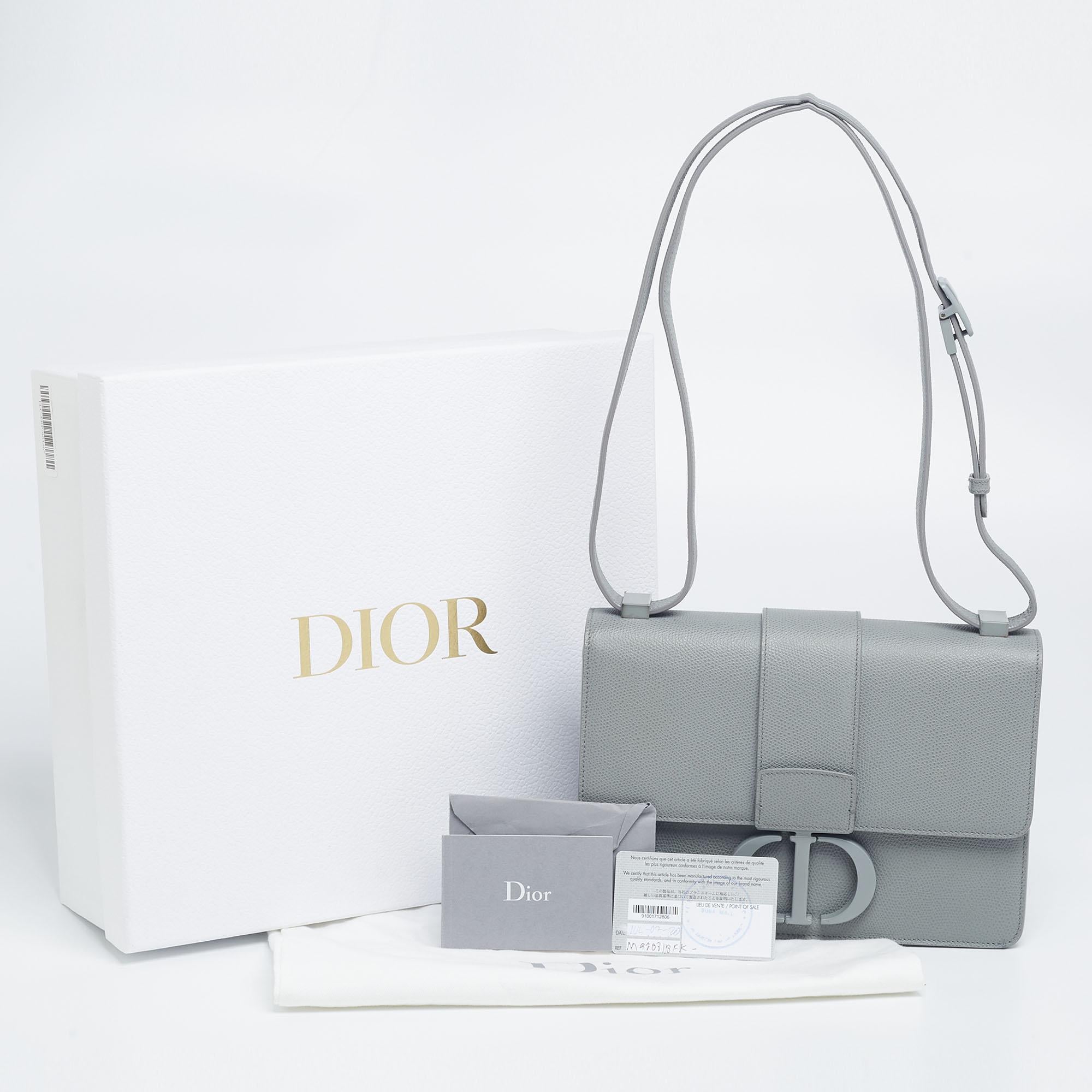Dior Grey Ultramatte Leather Monogram 30 Montaigne Shoulder Bag 8