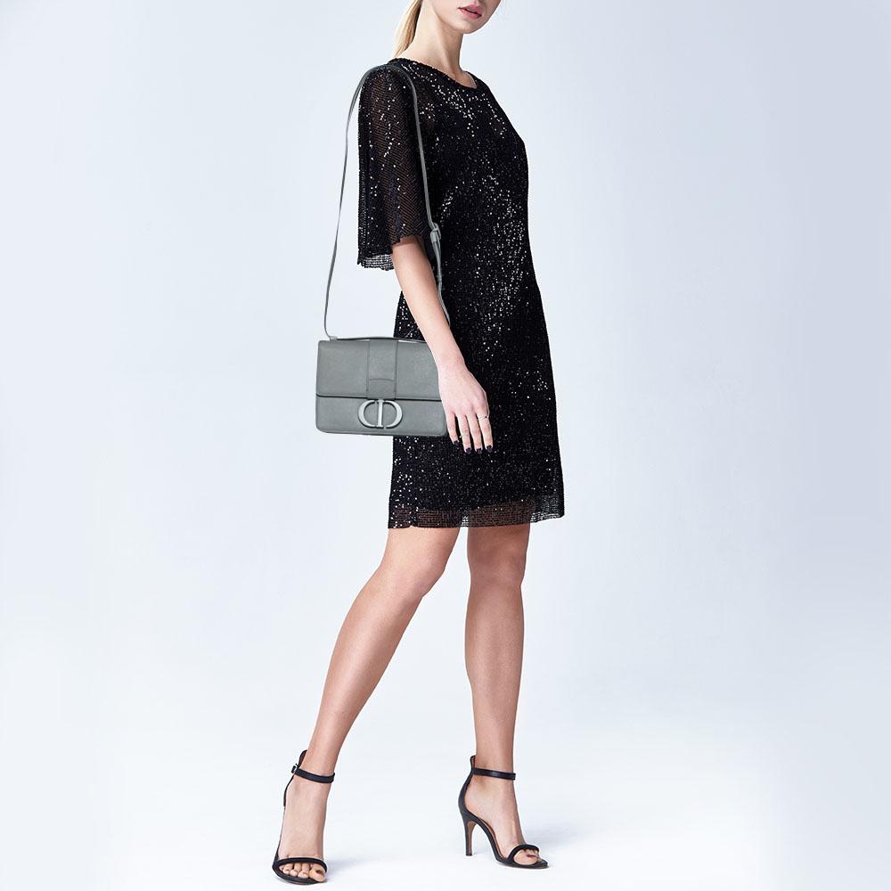 Gray Dior Grey Ultramatte Leather Monogram 30 Montaigne Shoulder Bag