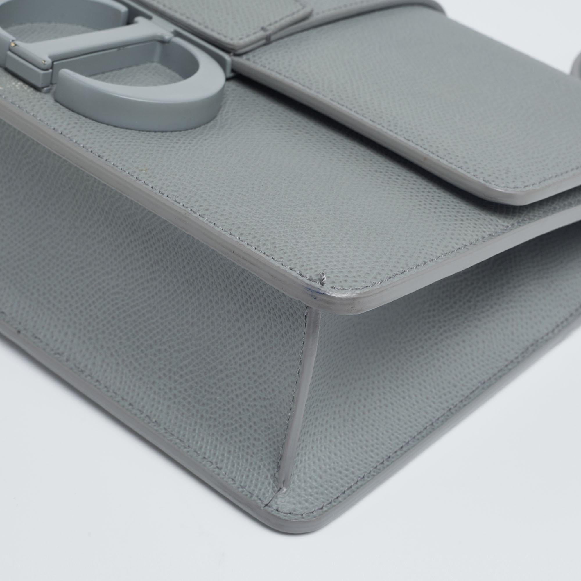 Dior Grey Ultramatte Leather Monogram 30 Montaigne Shoulder Bag 1