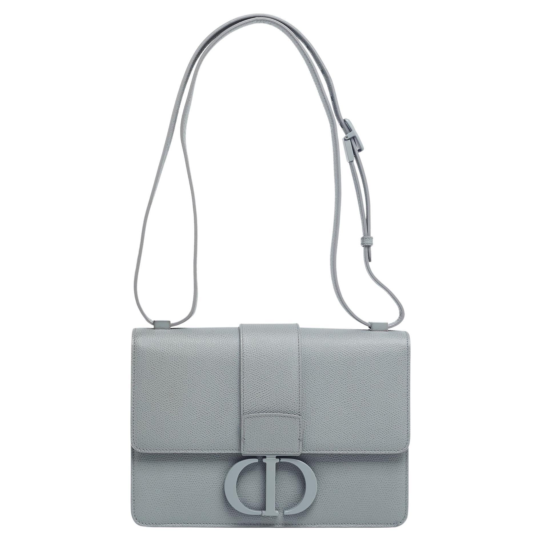 Dior Grey Ultramatte Leather Monogram 30 Montaigne Shoulder Bag