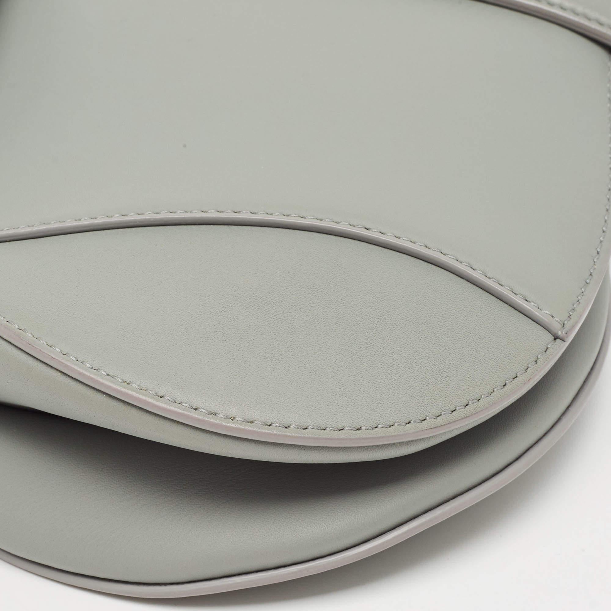 Dior Grey Ultramatte Leather Saddle Shoulder Bag 11
