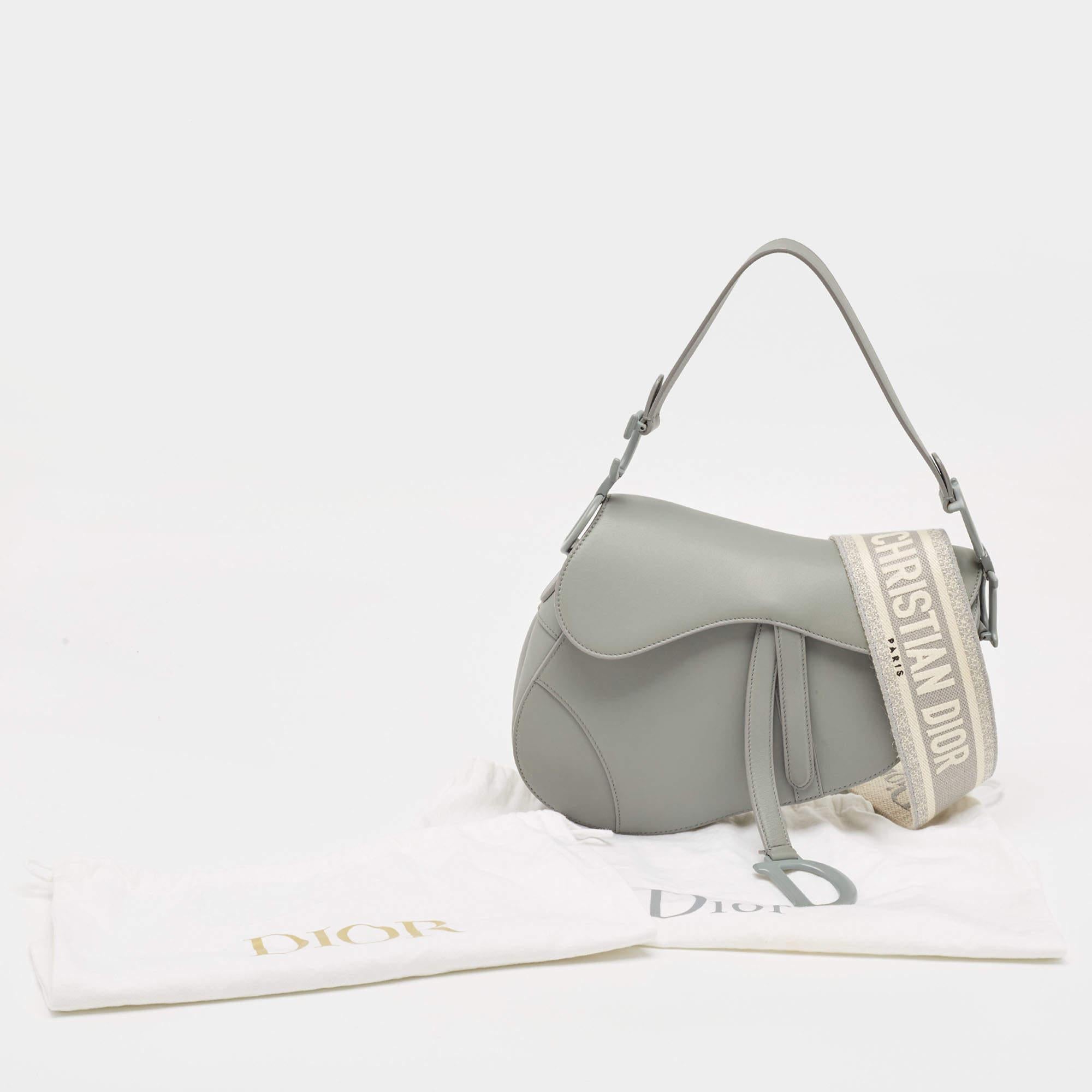 Dior Grey Ultramatte Leather Saddle Shoulder Bag 2