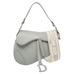 Used Dior Grey Ultramatte Leather Saddle Shoulder Bag