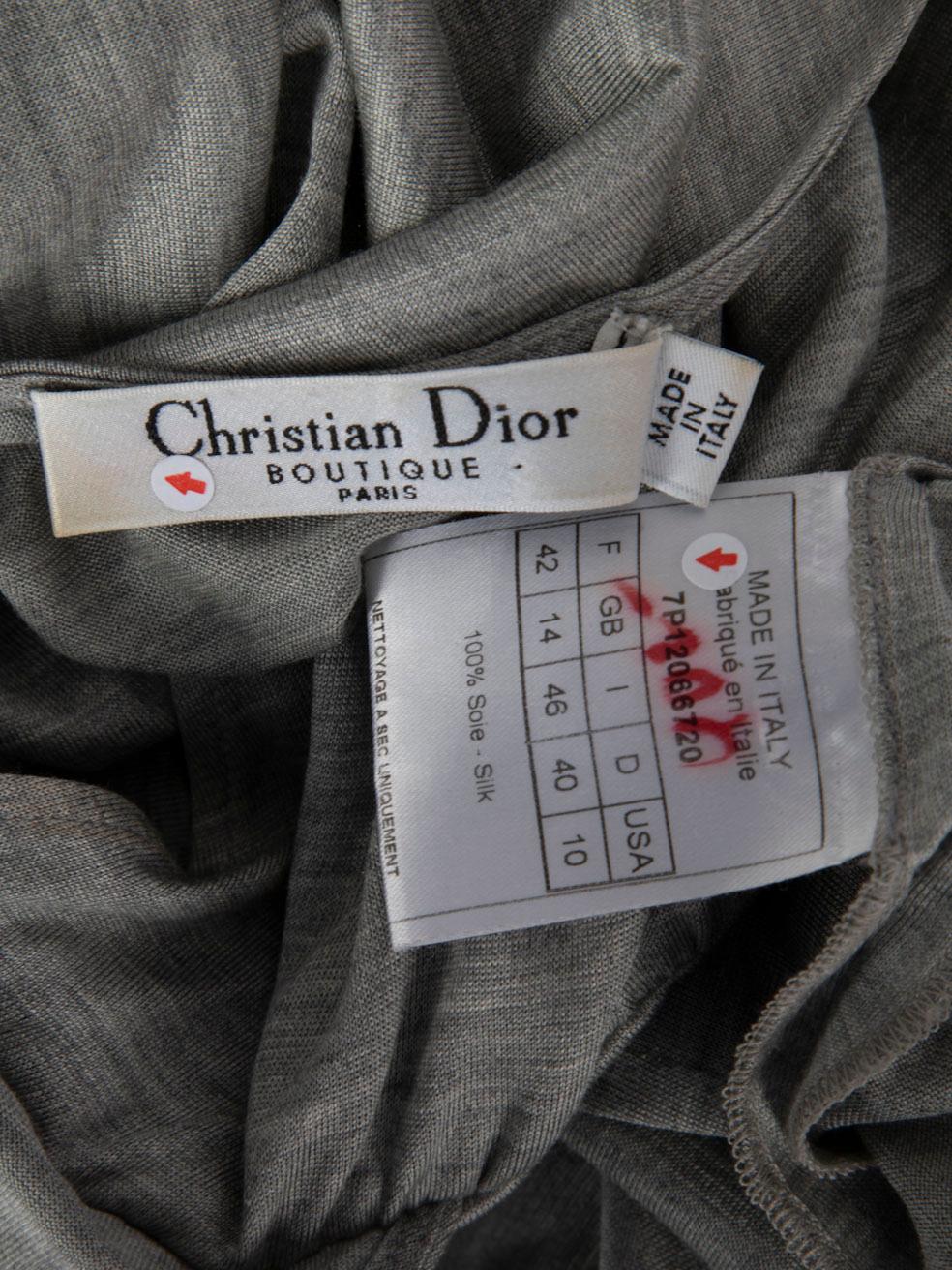 Dior - Robe midi grise à col en V, taille XL en vente 1