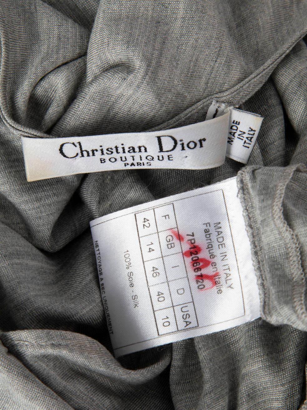 Dior - Robe midi grise à col en V, taille XL en vente 2