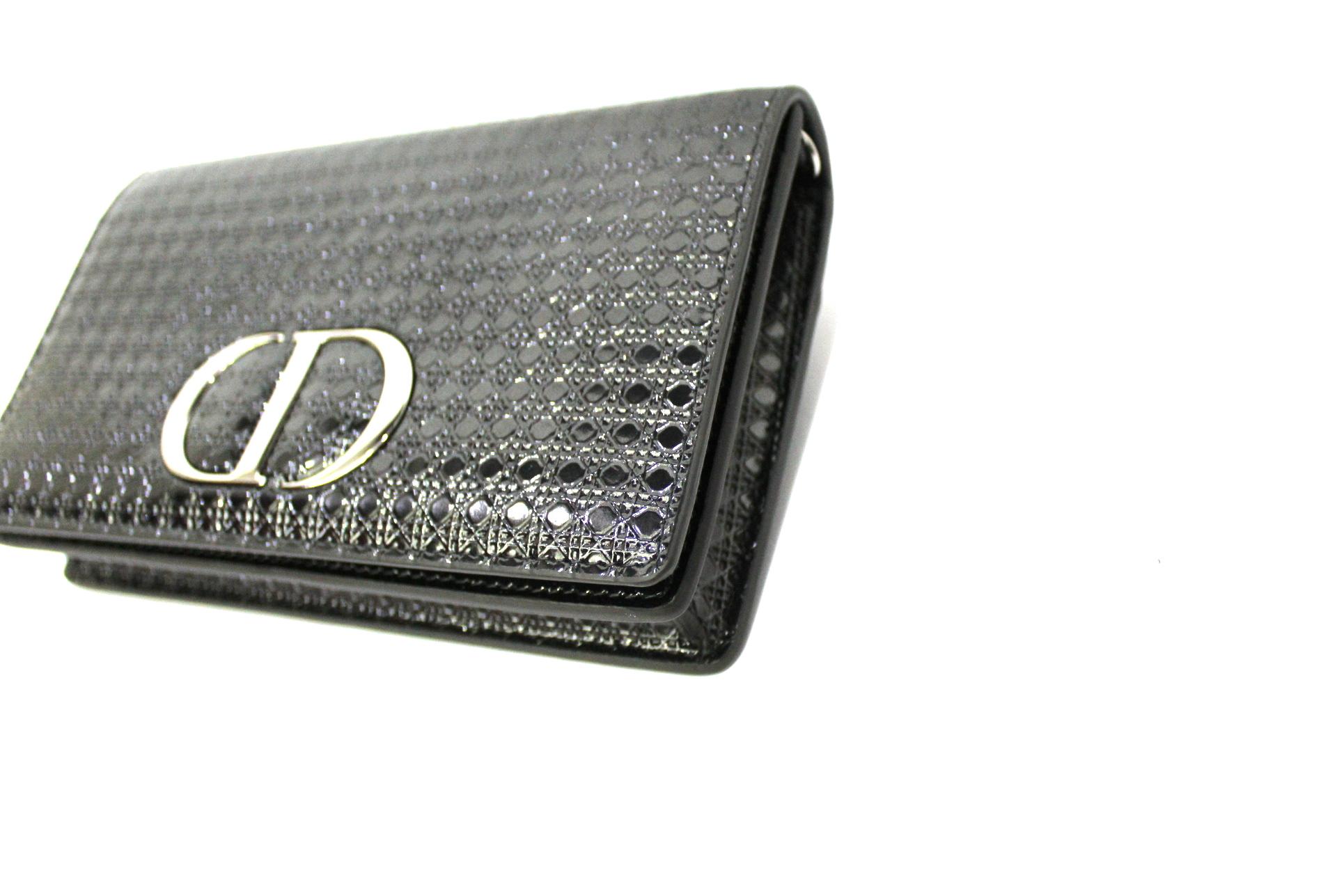 Black Dior 30 Montaigne Pounch Grey Vernice Belt Bag