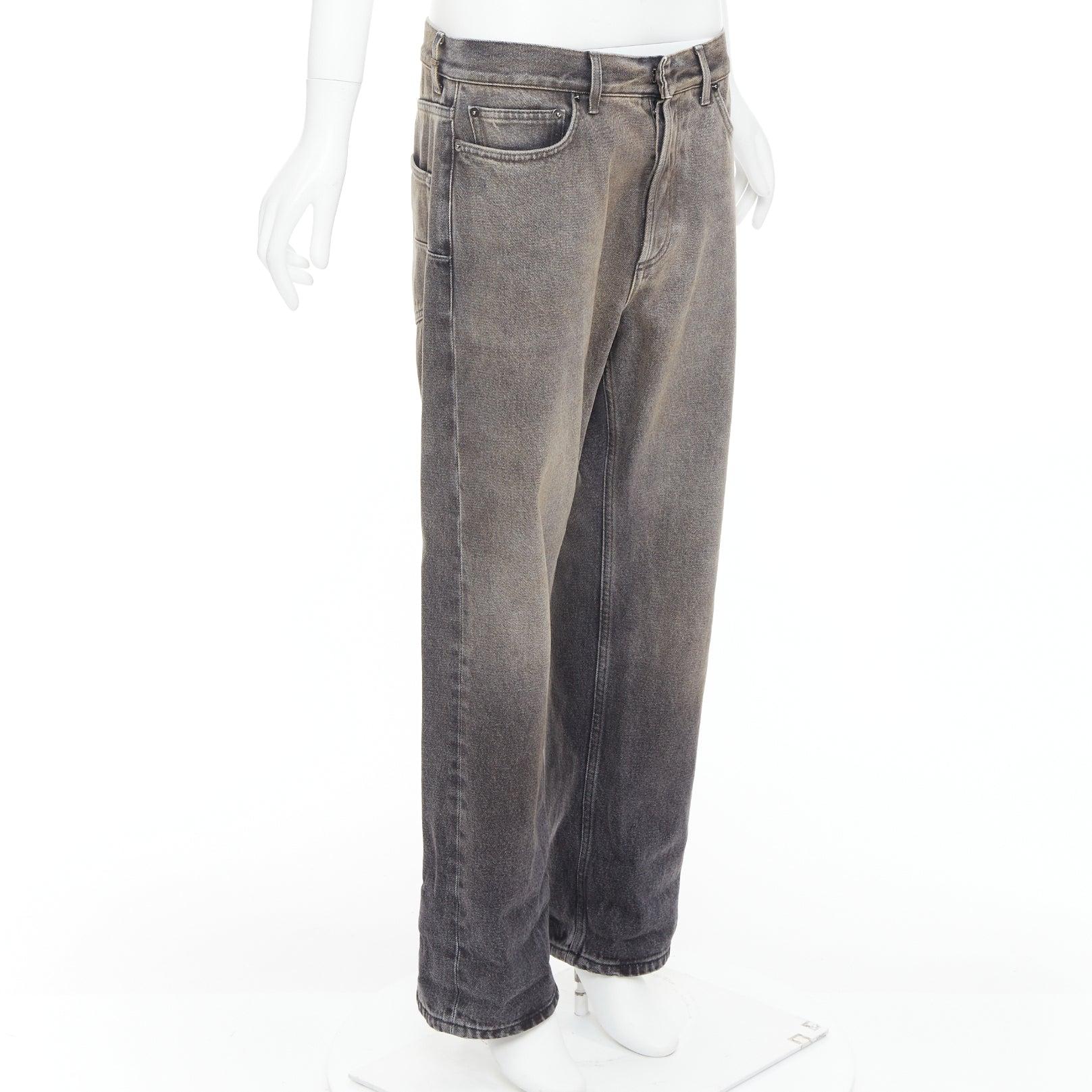 Gray DIOR grey washed denim high rise dart pockets wide cropped jeans FR40 L For Sale