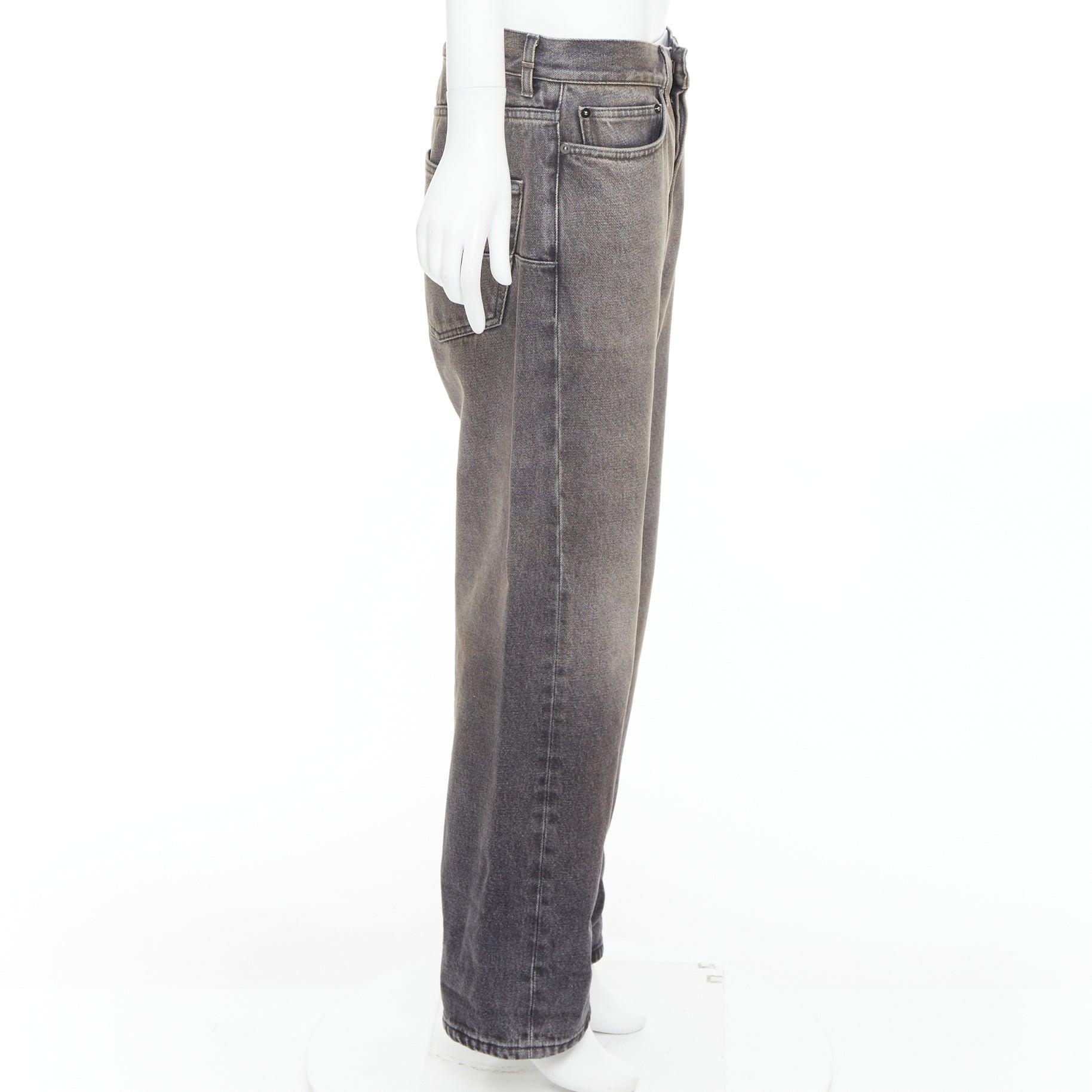 DIOR grey washed denim high rise dart pockets wide cropped jeans FR40 L In Good Condition For Sale In Hong Kong, NT
