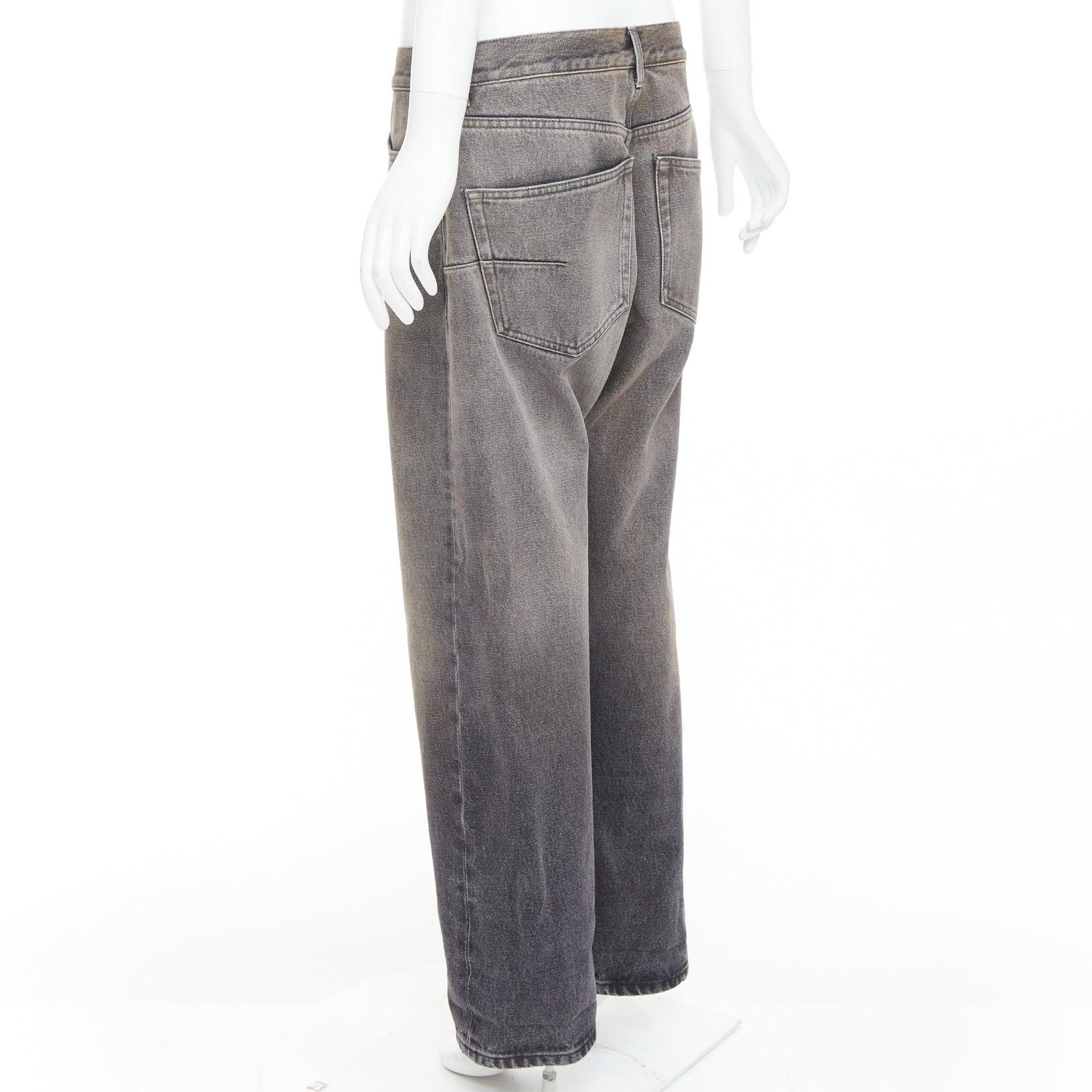 DIOR grey washed denim high rise dart pockets wide cropped jeans FR40 L For Sale 1