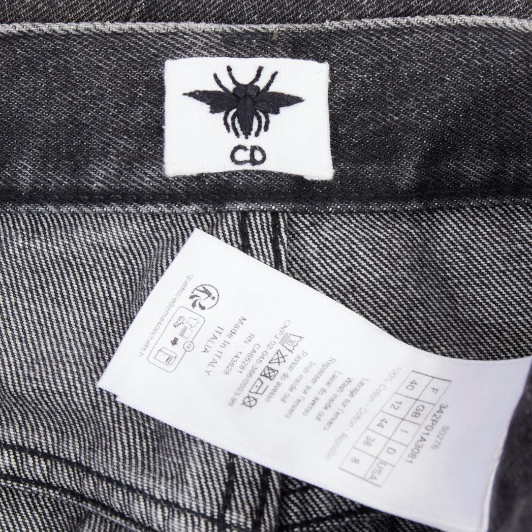 DIOR grey washed denim high rise dart pockets wide cropped jeans FR40 L For Sale 3