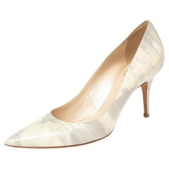 Dior Grey/White Leather Cherie Pointed Toe Pumps Size 39