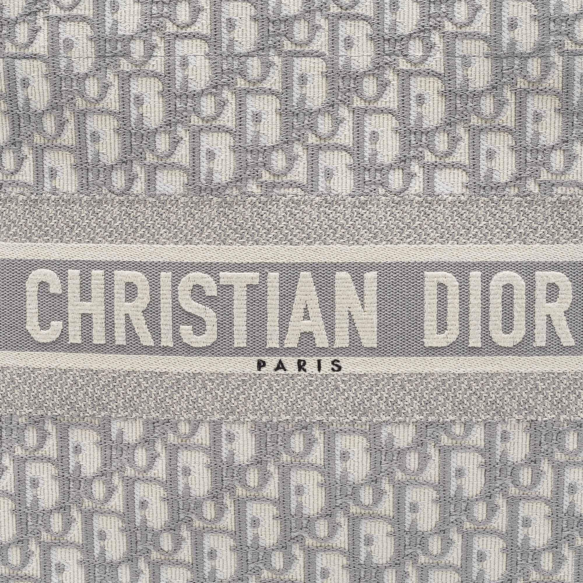 Dior Grey/White Oblique Embroidered Canvas Medium Book Tote 6