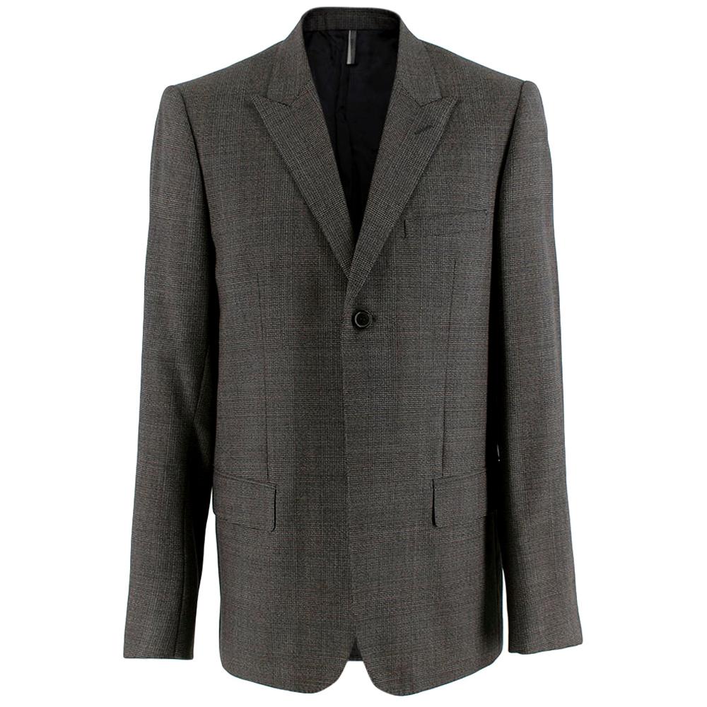 Dior Grey Wool Houndstooth Single Breasted Jacket 50 For Sale