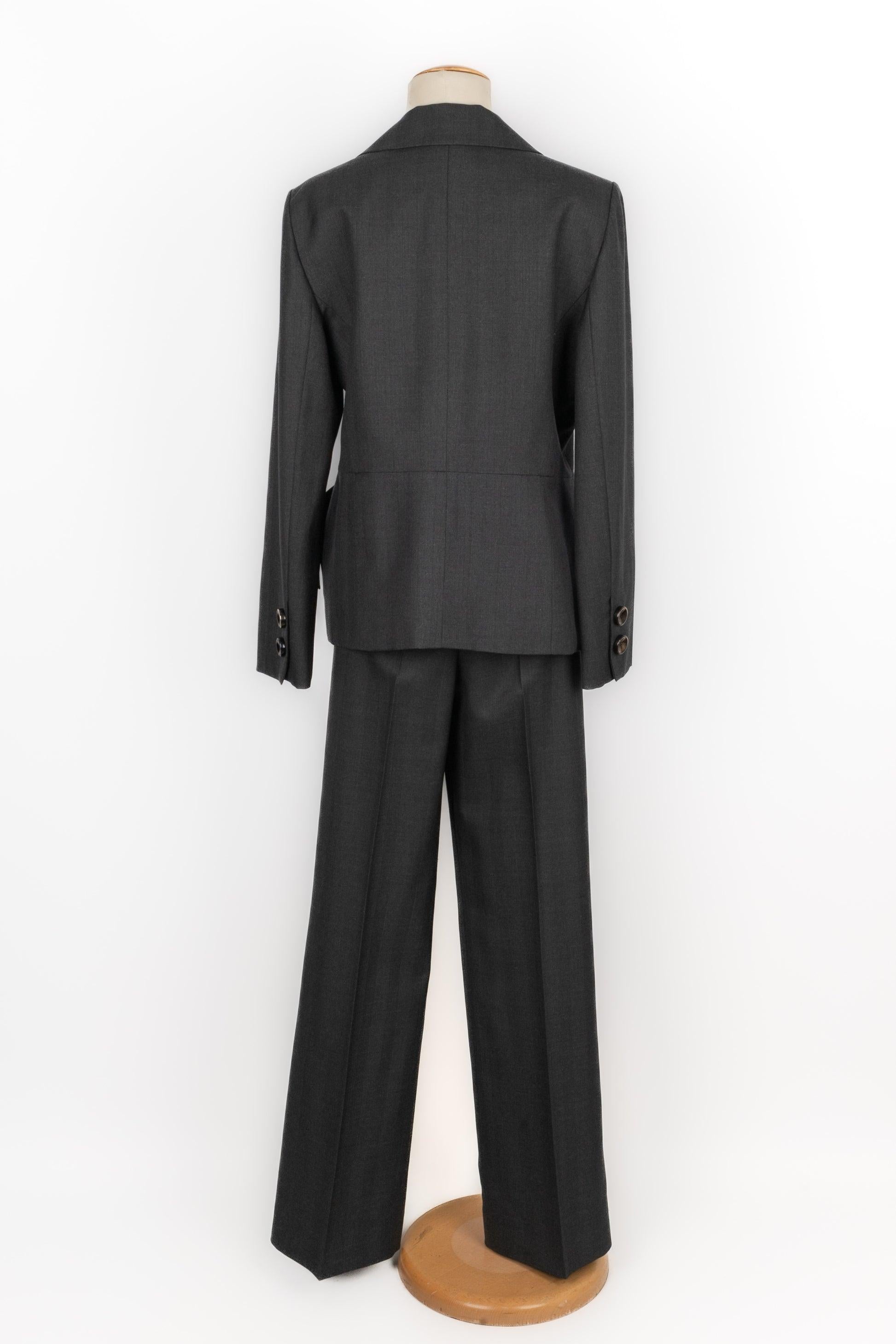 Black Dior Grey Wool Pant Suit For Sale