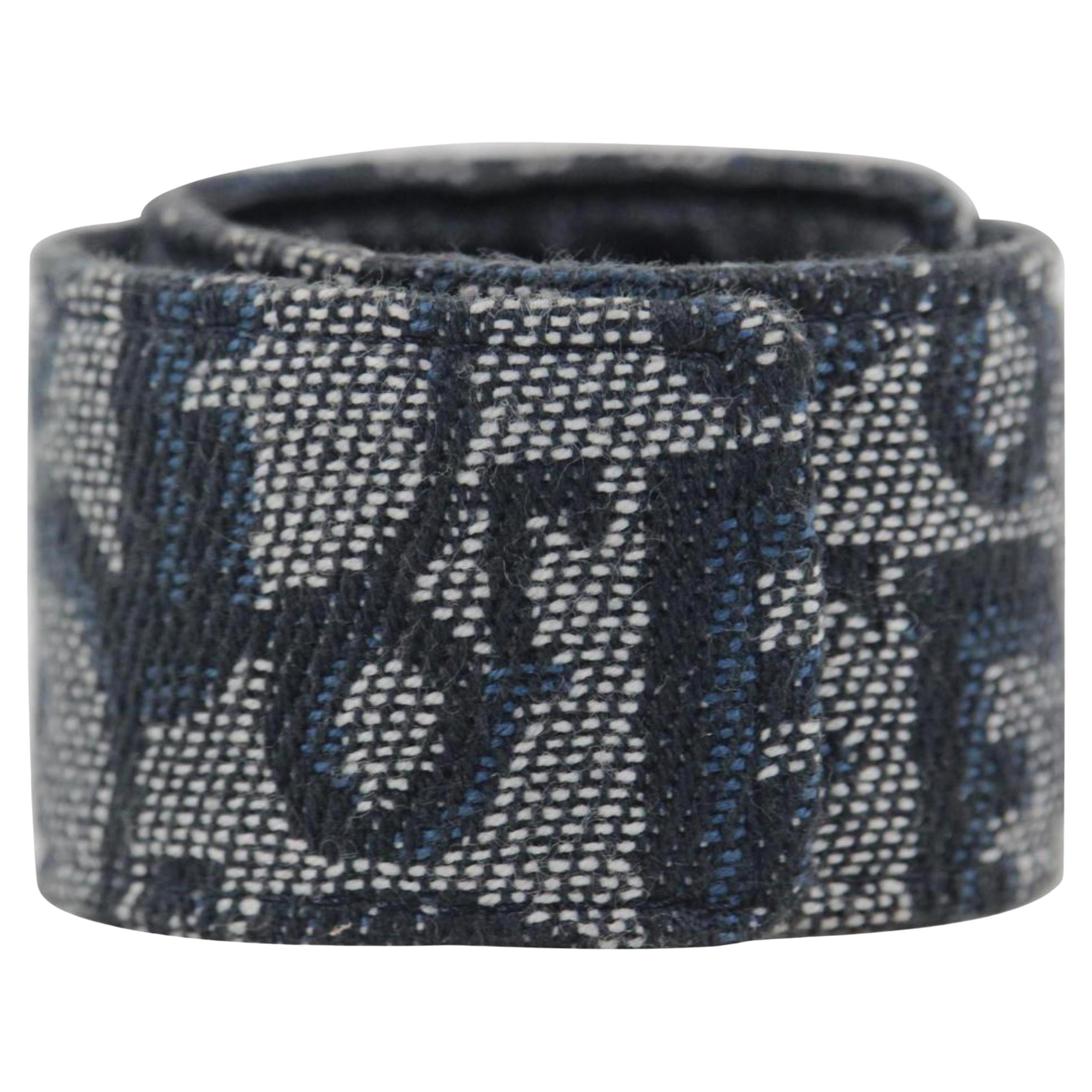 Dior Grau x Marineblau Monogramm Trotter Snap-Armband 6CD1027 im Angebot