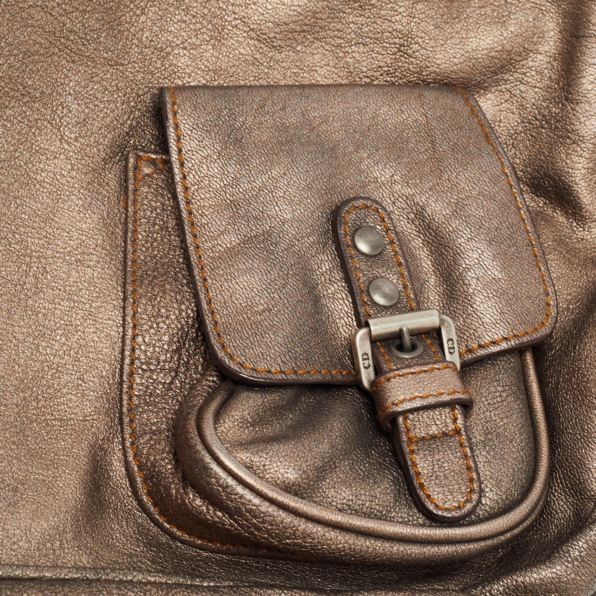 Dior Gun Metal Leather Gaucho Saddle Shoulder Bag 8