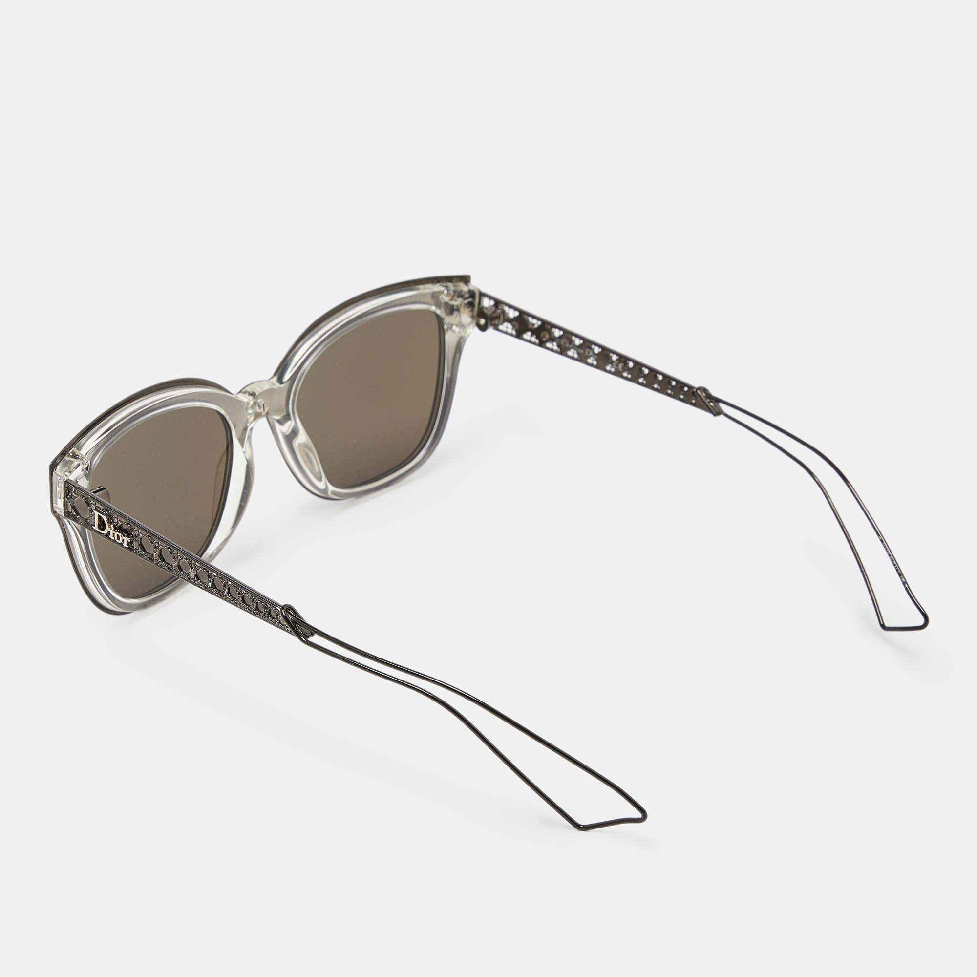 Dior Gunmetal Tone/Brown TGTEJ Diorama 1 Cat-Eye Sunglasses In Fair Condition In Dubai, Al Qouz 2