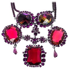 Dior Gunmetal Tone Crystal Statement Necklace