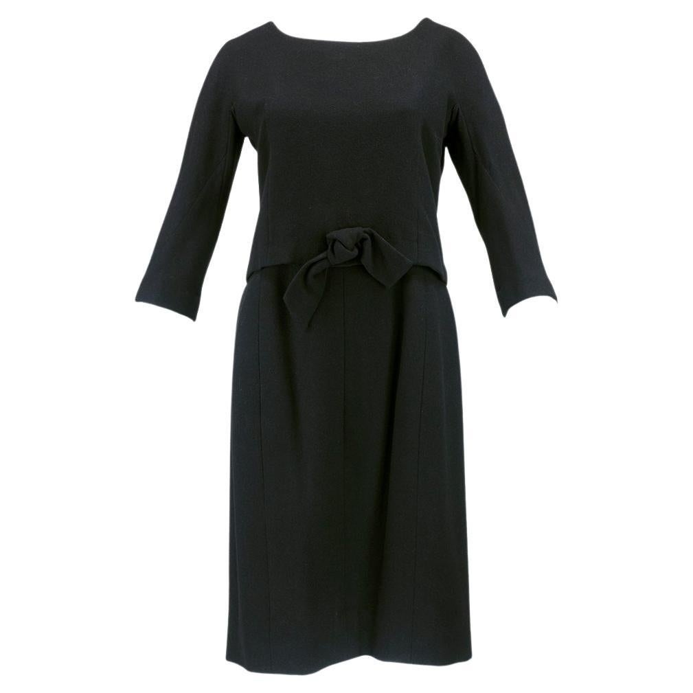 Robe deux pièces en laine noire Dior Haute Couture, années 1960 en vente