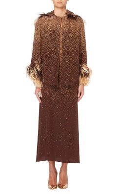 Dior Haute couture brown print dress & jacket, Autumn/Winter 1975