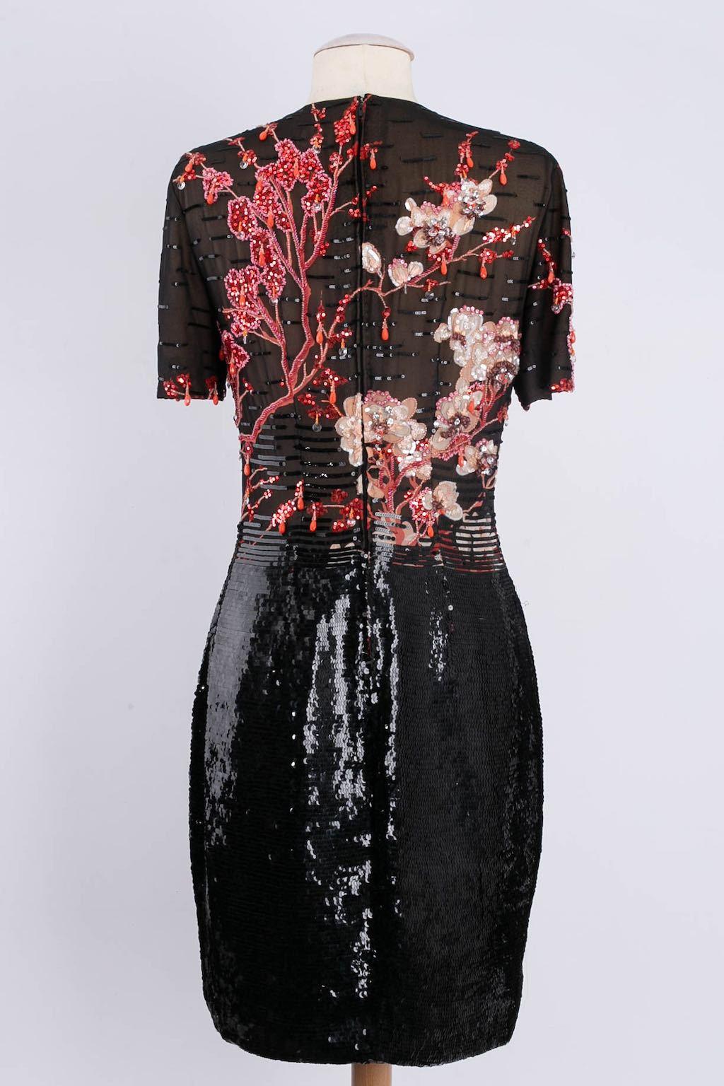 Dior - Robe haute couture en soie brodée, taille 36FR Pour femmes en vente