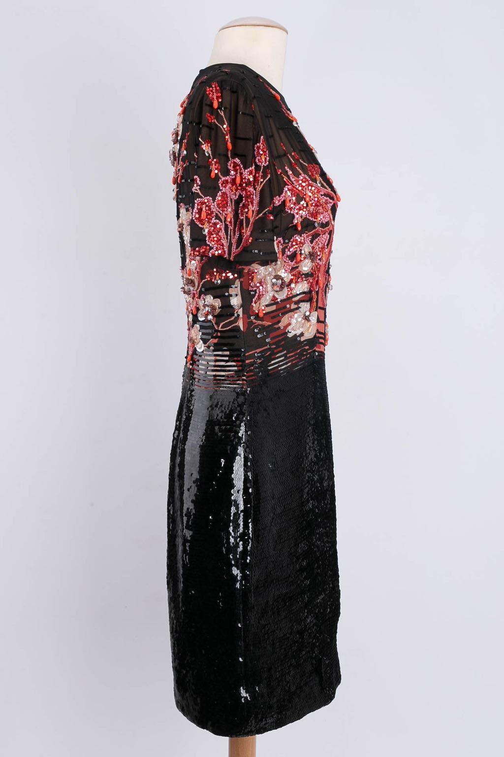 Dior - Robe haute couture en soie brodée, taille 36FR en vente 1