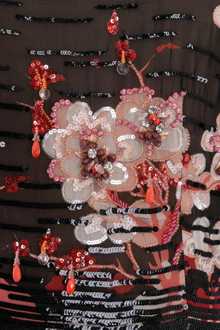 Vestido de Alta Costura Dior de Seda Bordada, Talla 36FR en venta