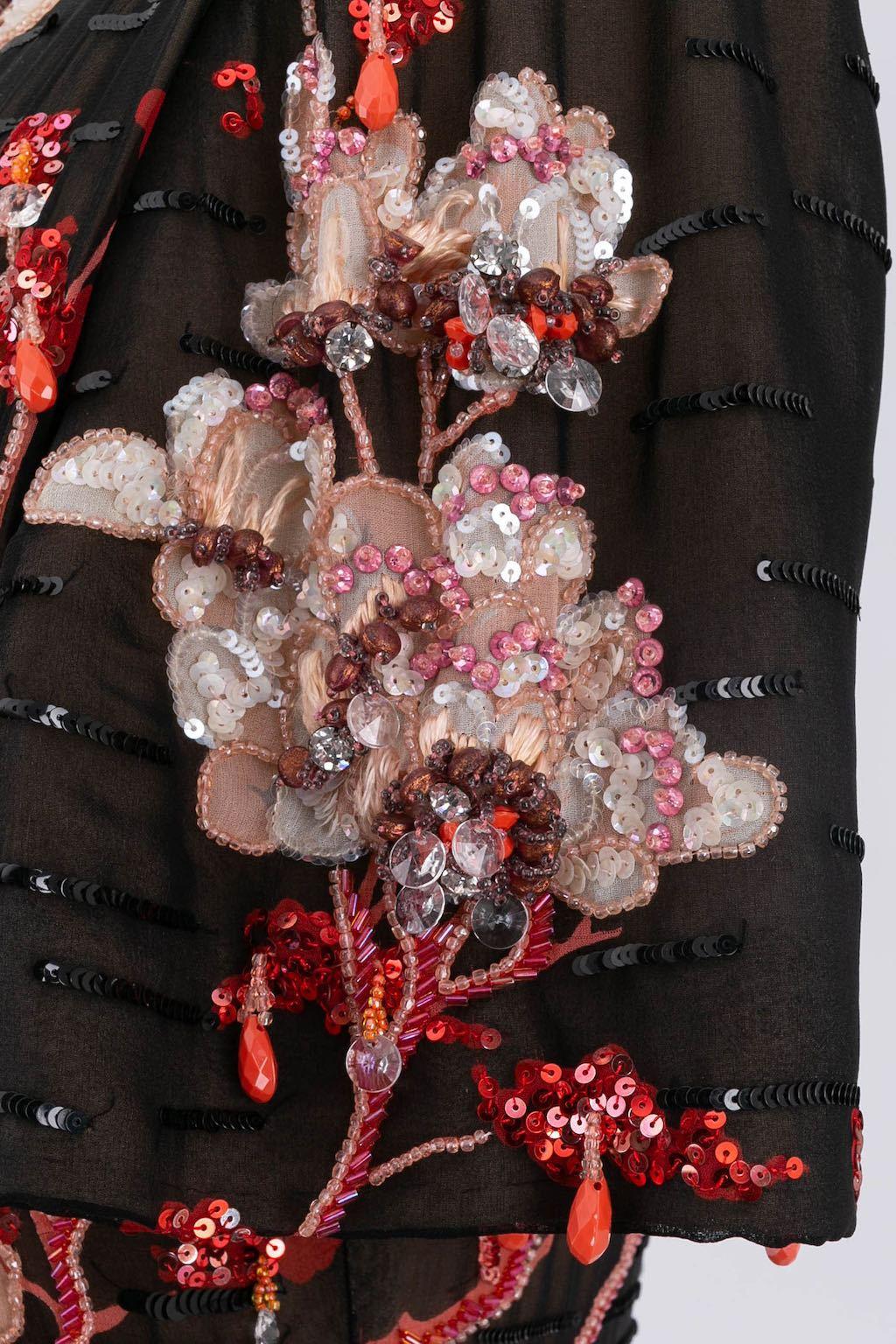 Dior - Robe haute couture en soie brodée, taille 36FR en vente 4