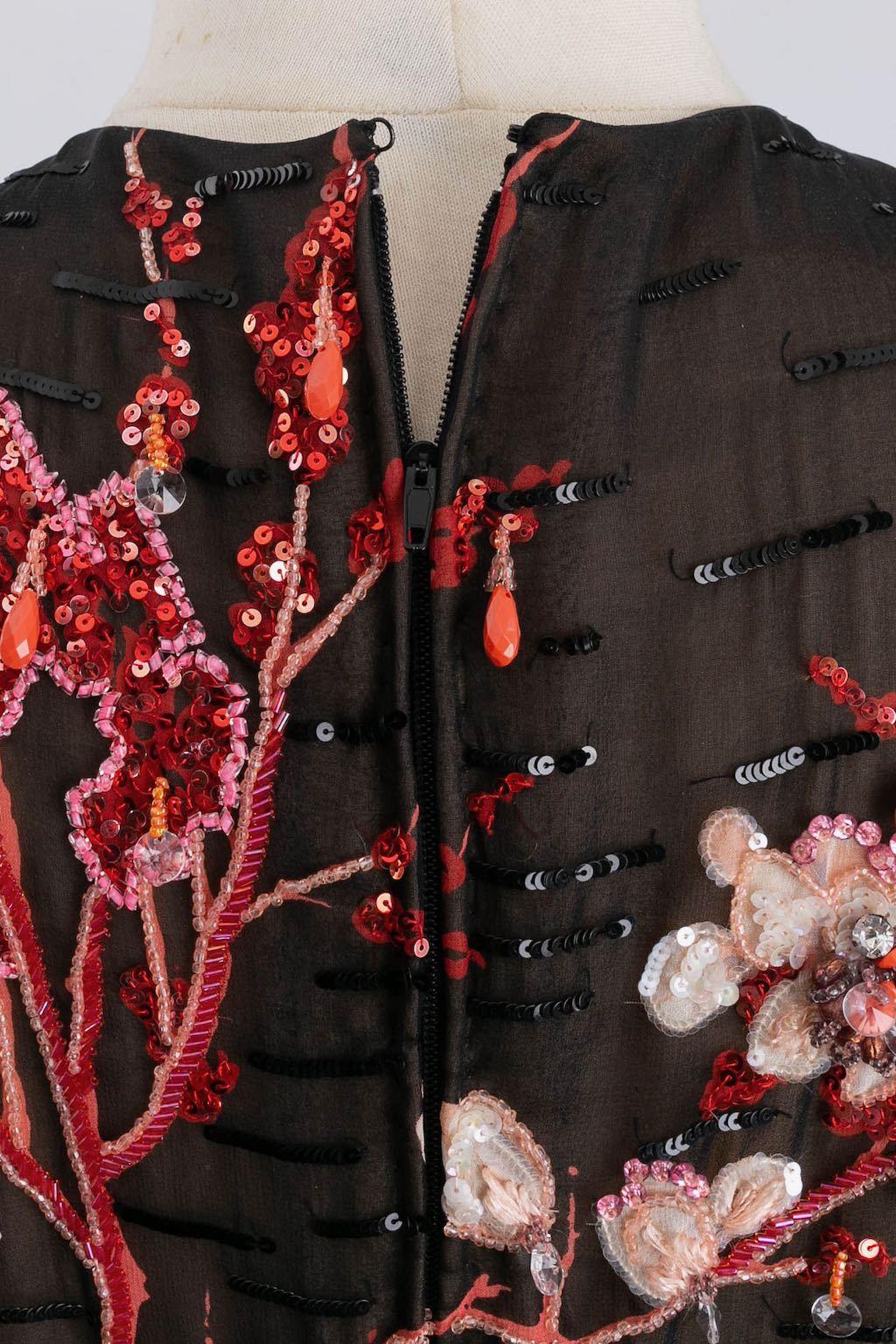Dior - Robe haute couture en soie brodée, taille 36FR en vente 5
