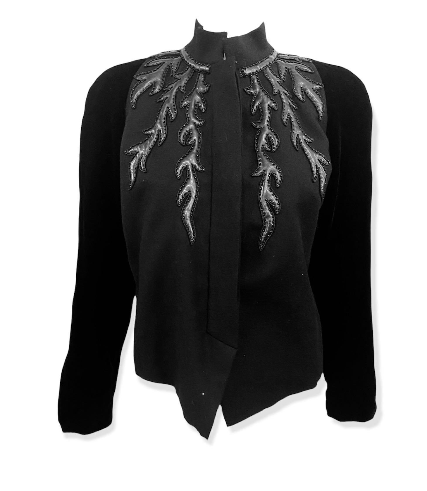 Veste en velours et cuir perlé Dior Haute Couture, années 1980 en vente